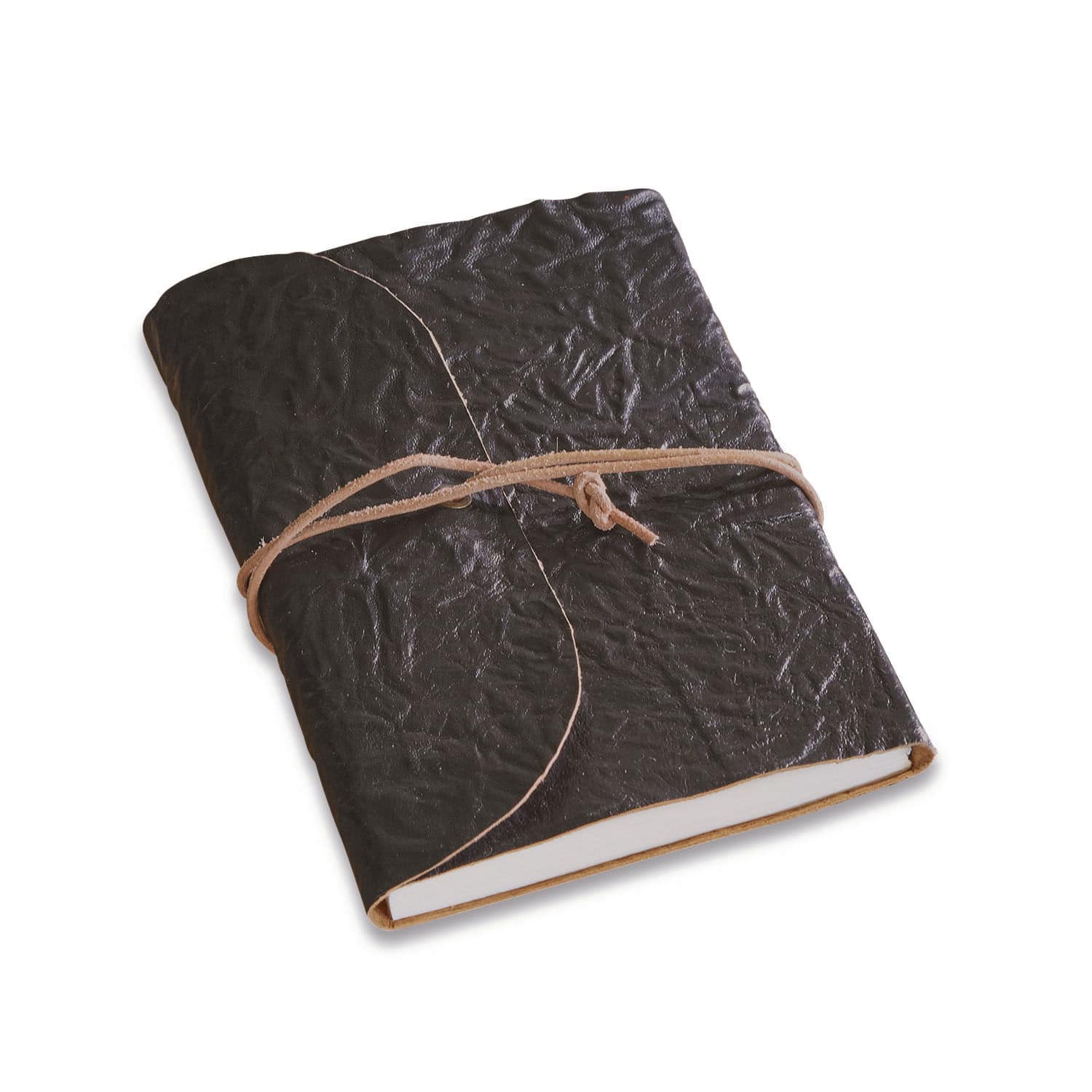 Notitieboekje Cosmes Zwart notitieboek van zacht leer met koordsluiting, elegante schrijf- en schetsboek