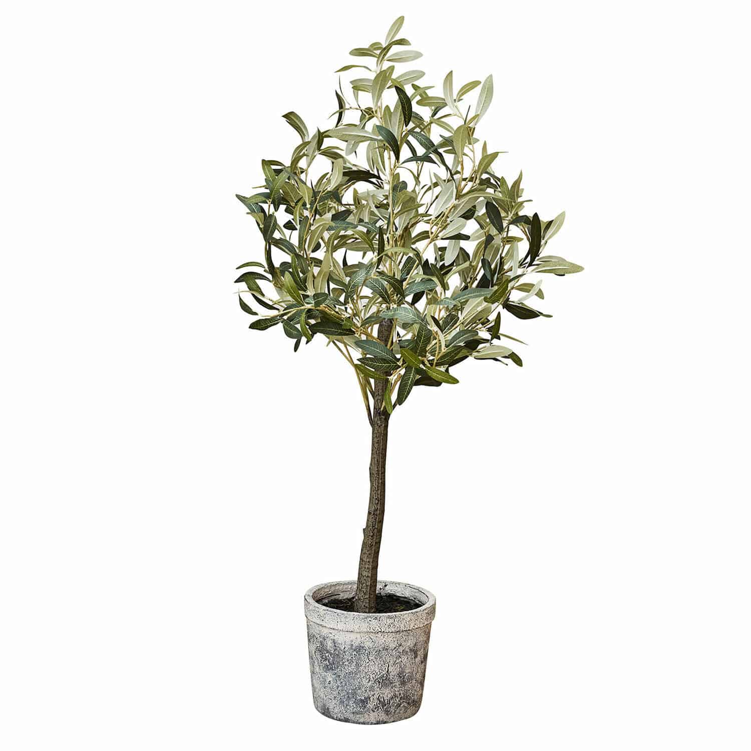 Sierpotplant Mariuccia Kunstmatige olijfboom in grijze kunststof pot, decoratie voor binnen en buiten