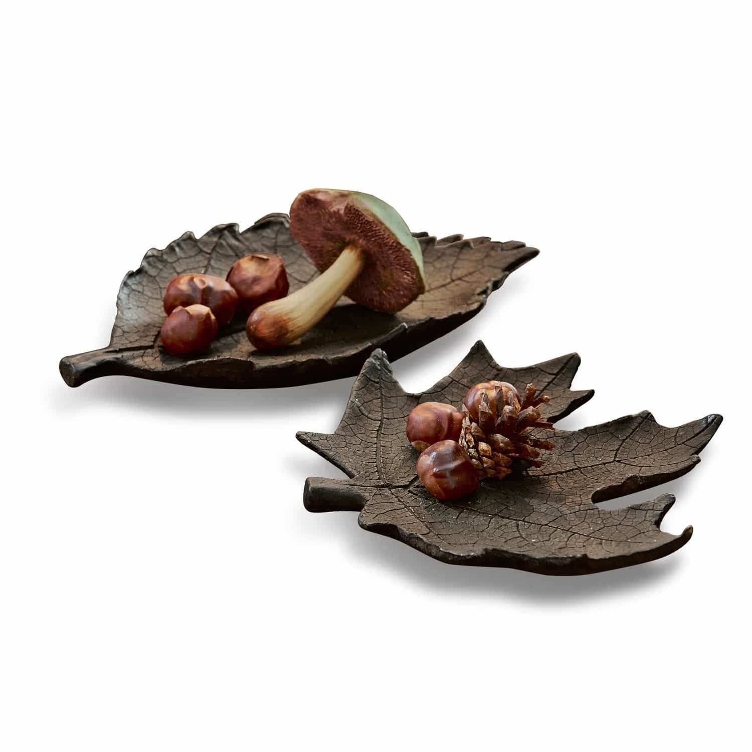 Decoratie blad set van 2 Greenery