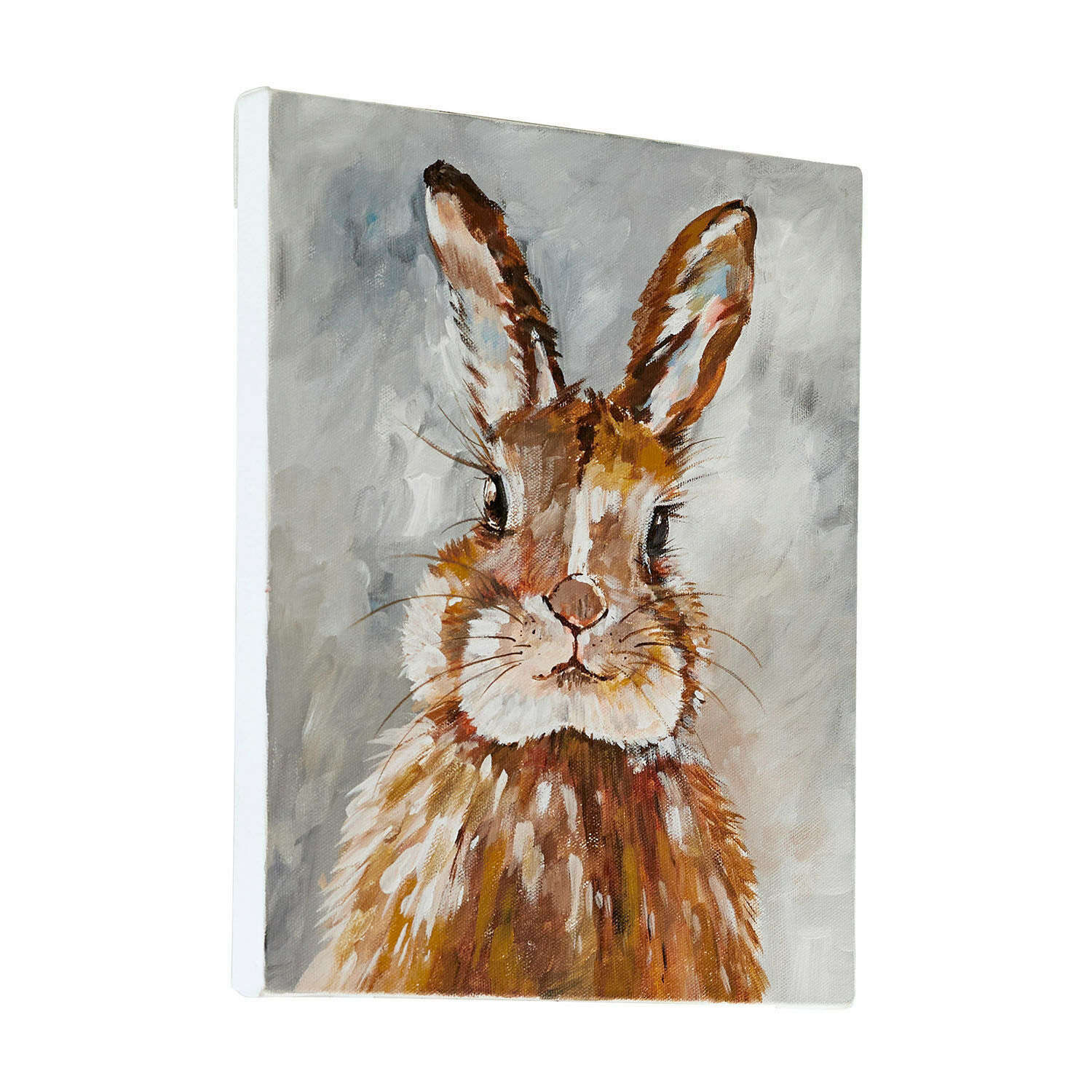 Afbeelding Magnus Canvas schilderij van een bruine haas op grijze achtergrond, wanddecoratie voor woonkamer.