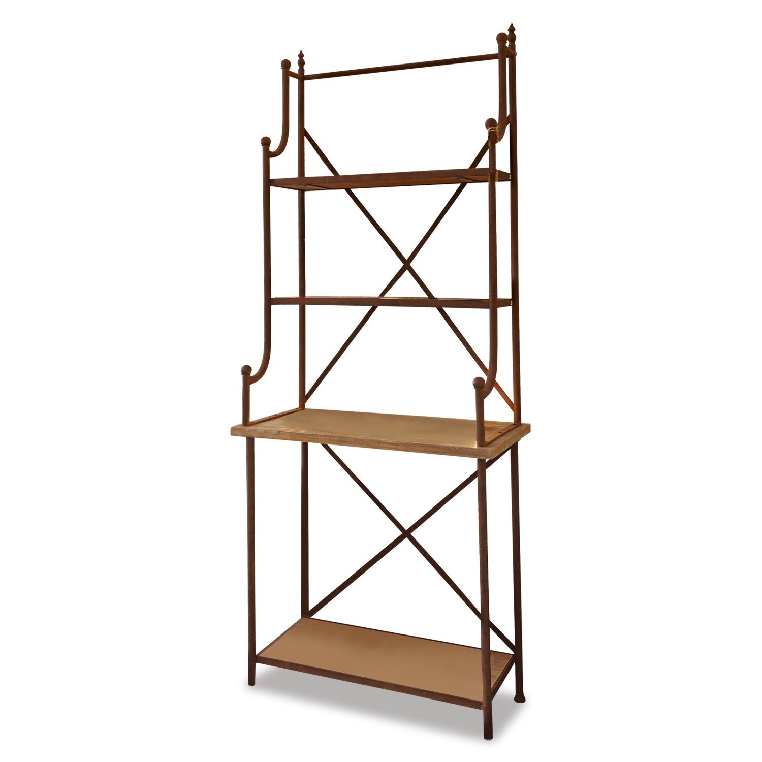Rek Newton Bruine metalen kast met drie planken voor opslag en interieurdecoratie