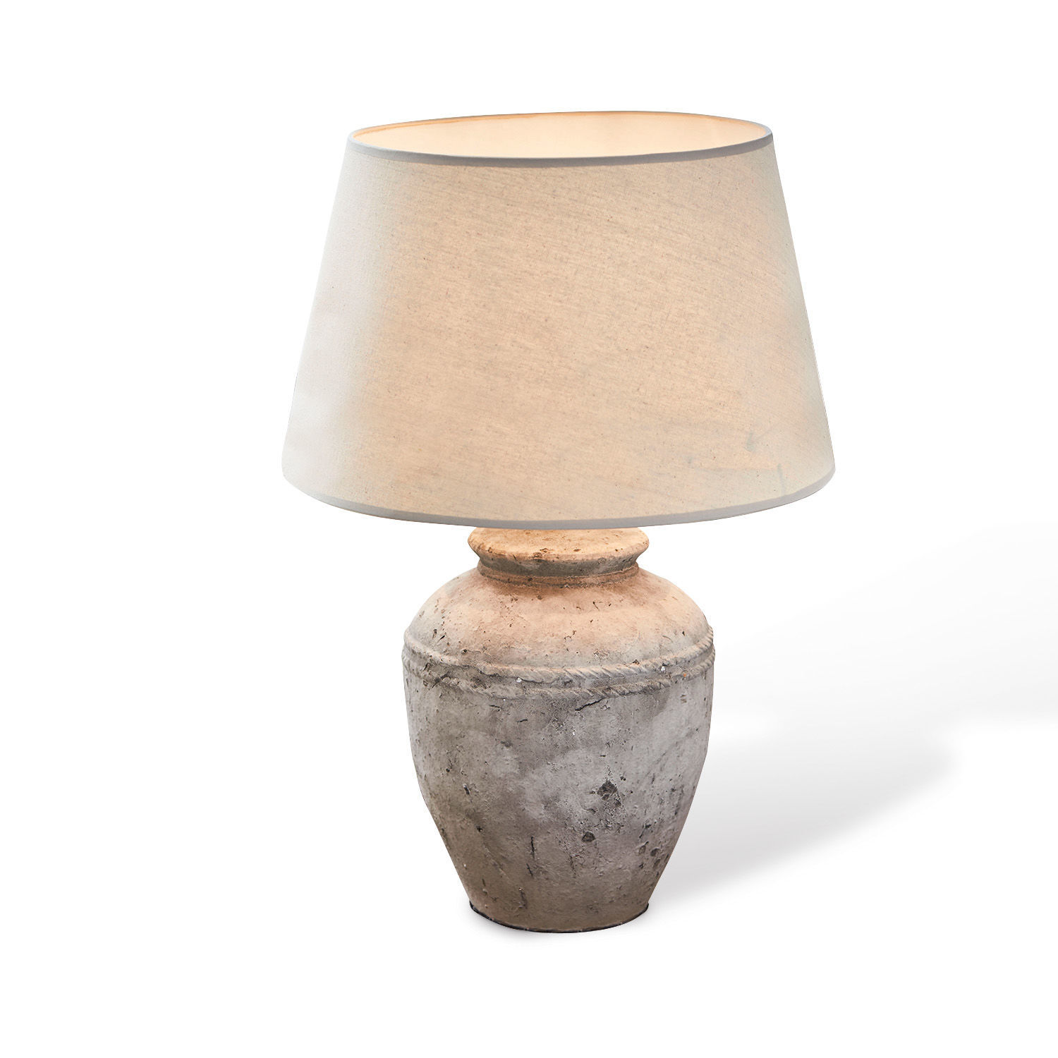 Tafellamp Mosnay Tafellamp met beige kap en grijsbeige keramische voet voor interieurdecoratie