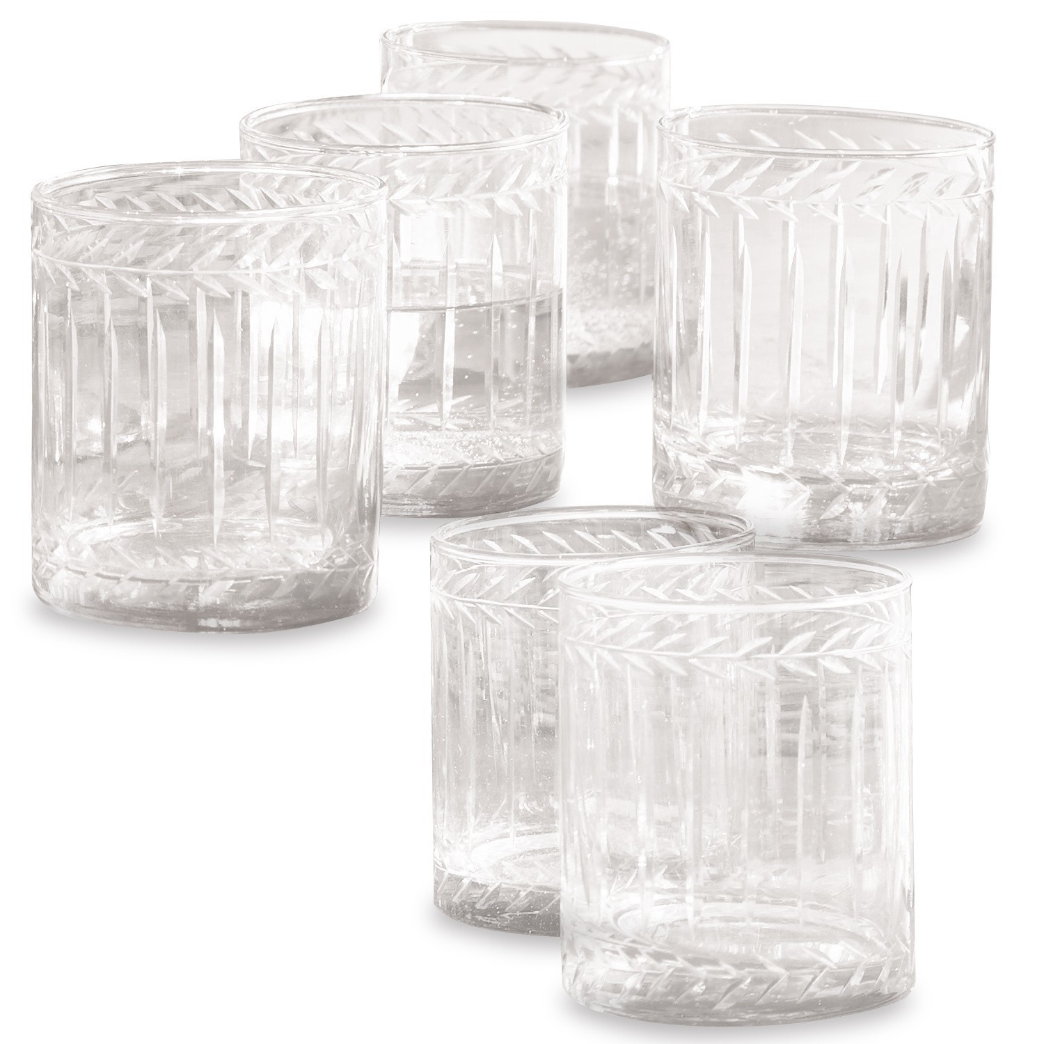 Glas set van 6 Padiès Set van zes transparante glazen met decoratief patroon, glas voor dranken