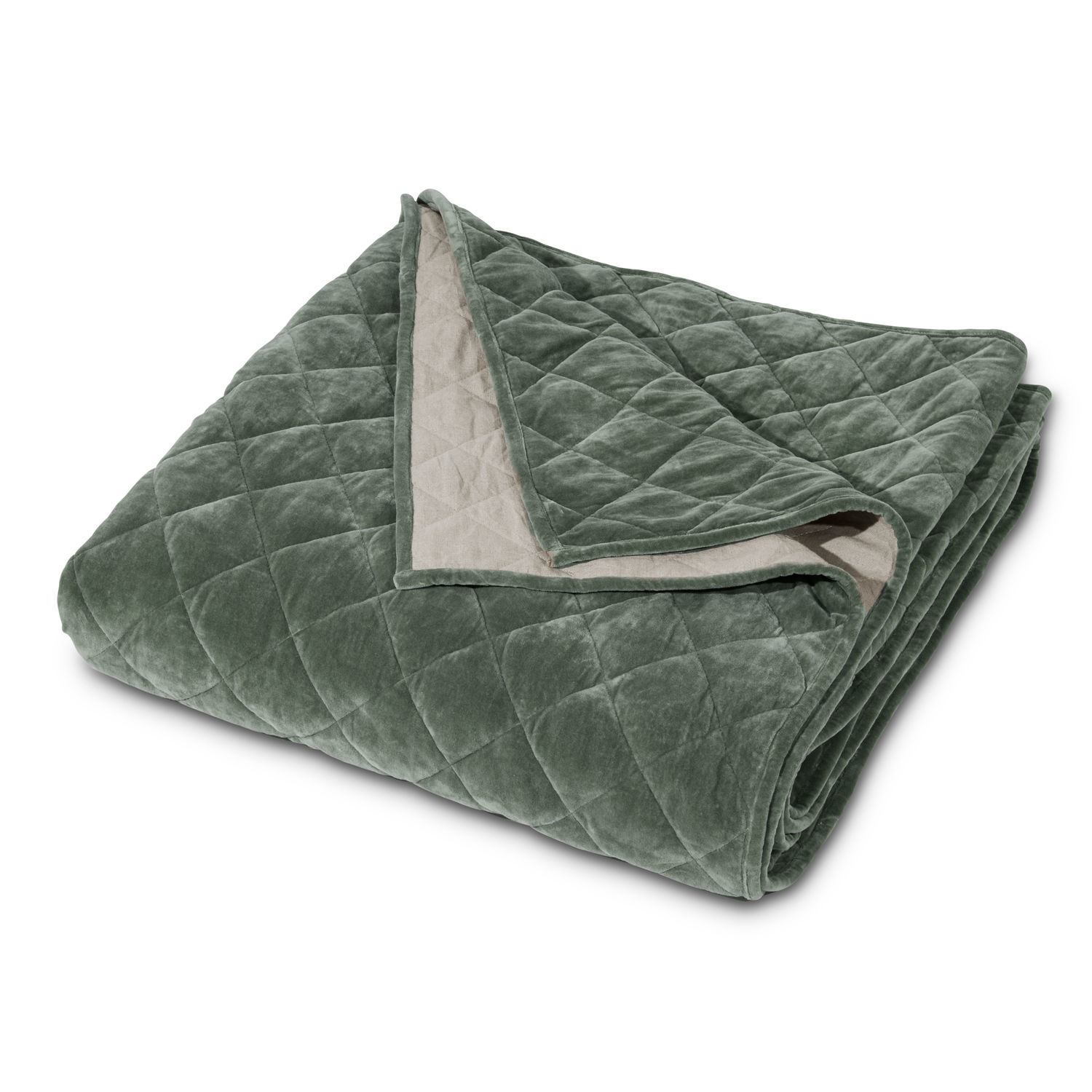 Quilt Verdier Gewatteerde fluwelen deken in groen en beige, zacht en comfortabel voor woonkamer en slaapkamer