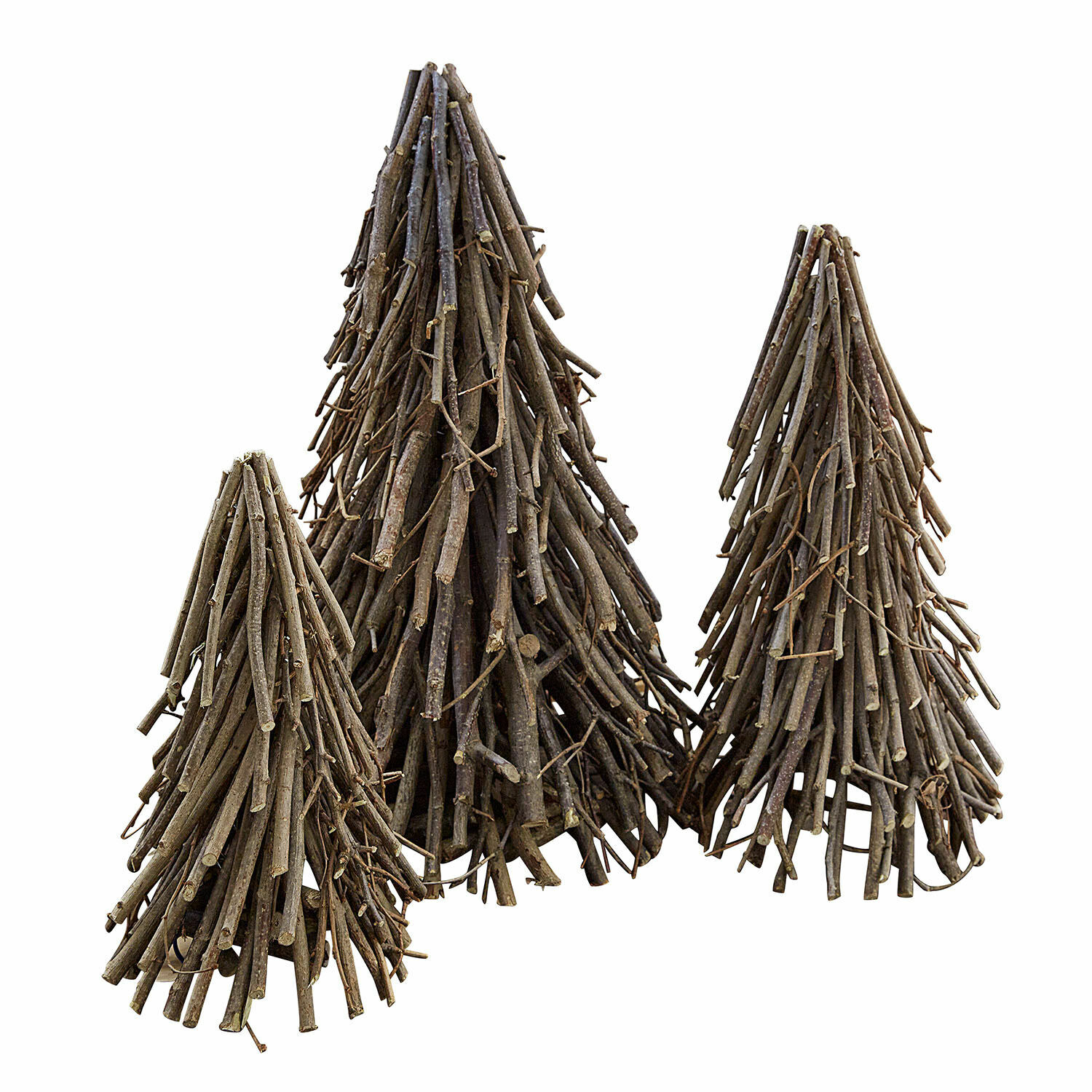 Sierboom set van 3 Orilev Decoratieve kegels van natuurlijke bruine takken voor binnen- en buitendecoratie