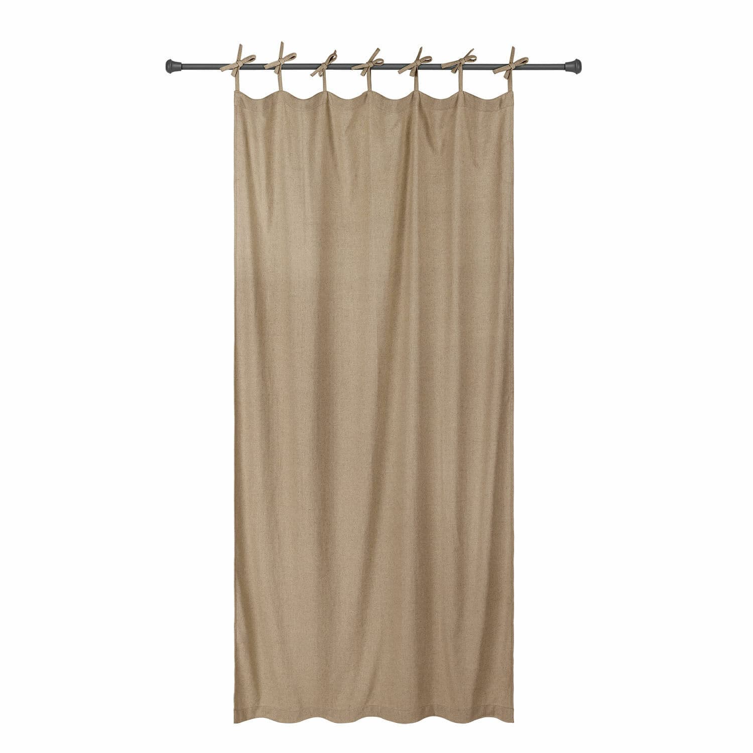 Gordijn Seleneia Beige katoenen gordijn met striklinten om aan roede te hangen, eenvoudige raamdecoratie