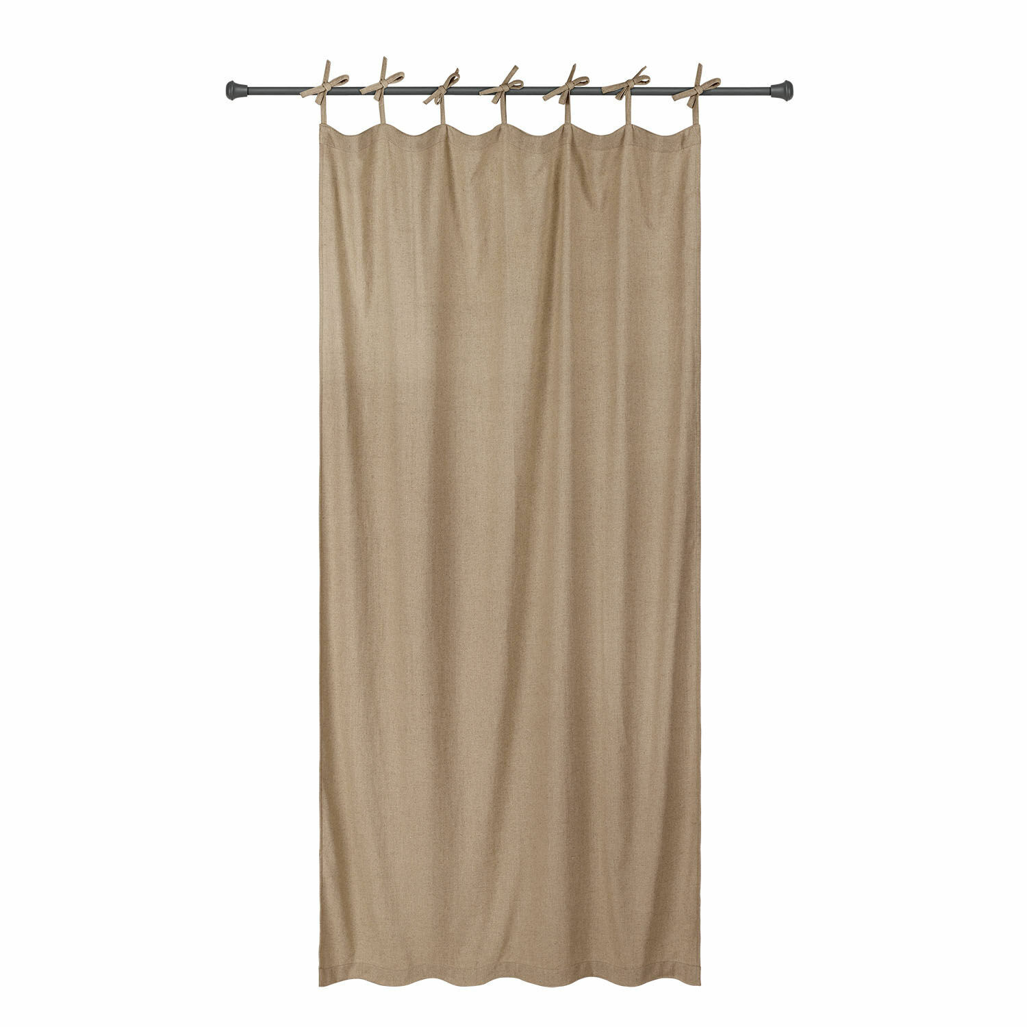 Gordijn Seleneia Beige katoenen gordijn met striklinten om aan roede te hangen, eenvoudige raamdecoratie