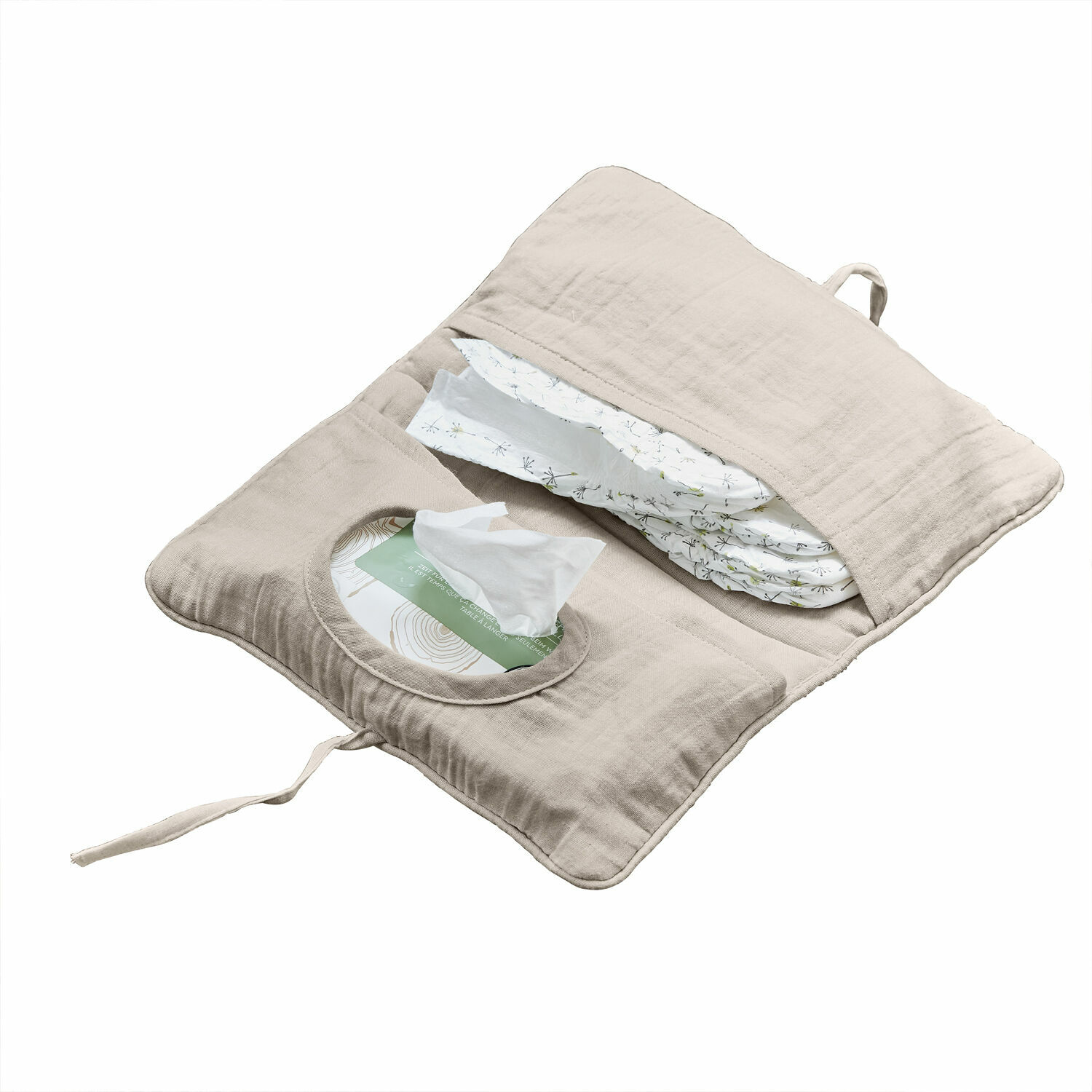 Tasje voor vochtige doekjes Mireval Beige katoenen organizer voor luiers en doekjes met praktische koordsluiting