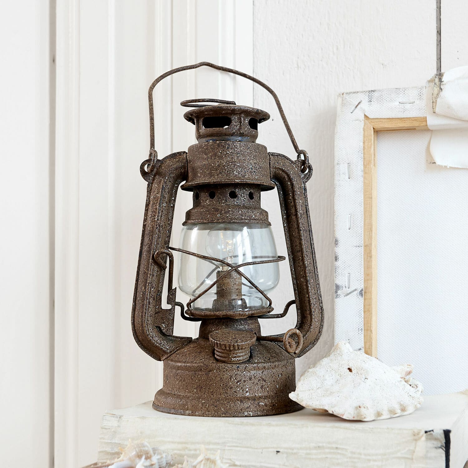 Ledlantaarn Oxcroft Rustieke bruine metalen olielamp voor vintage interieurdecoratie