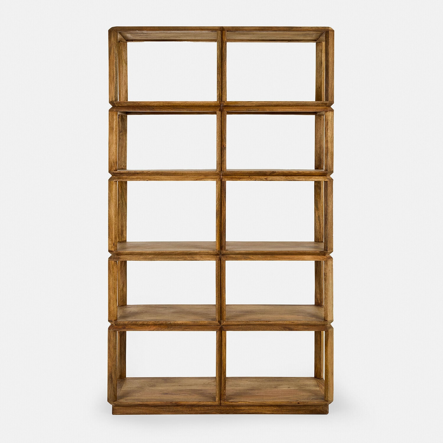 Open kast Inverly Houten kast in natuurlijke bruine kleur met zes vakken voor opslag en decoratie