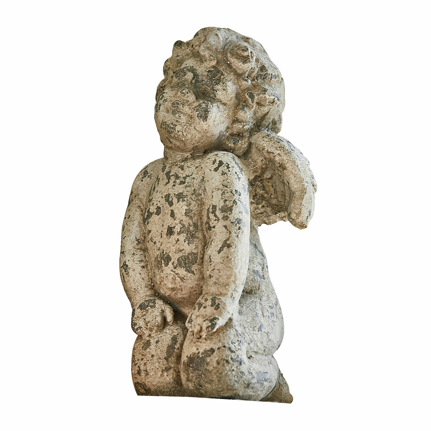 Decoratieve engel Mines Engelenbeeld van verouderd steen in grijs-beige voor tuindecoratie