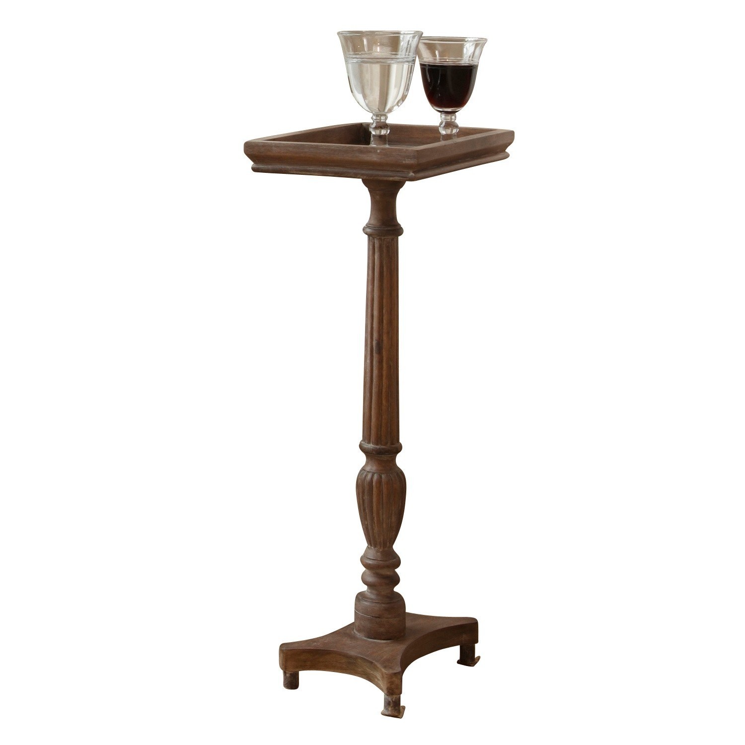 Bijzettafel Caren van hout in antiekbruine kleur, perfect voor woonkamer en interieurdecoratie