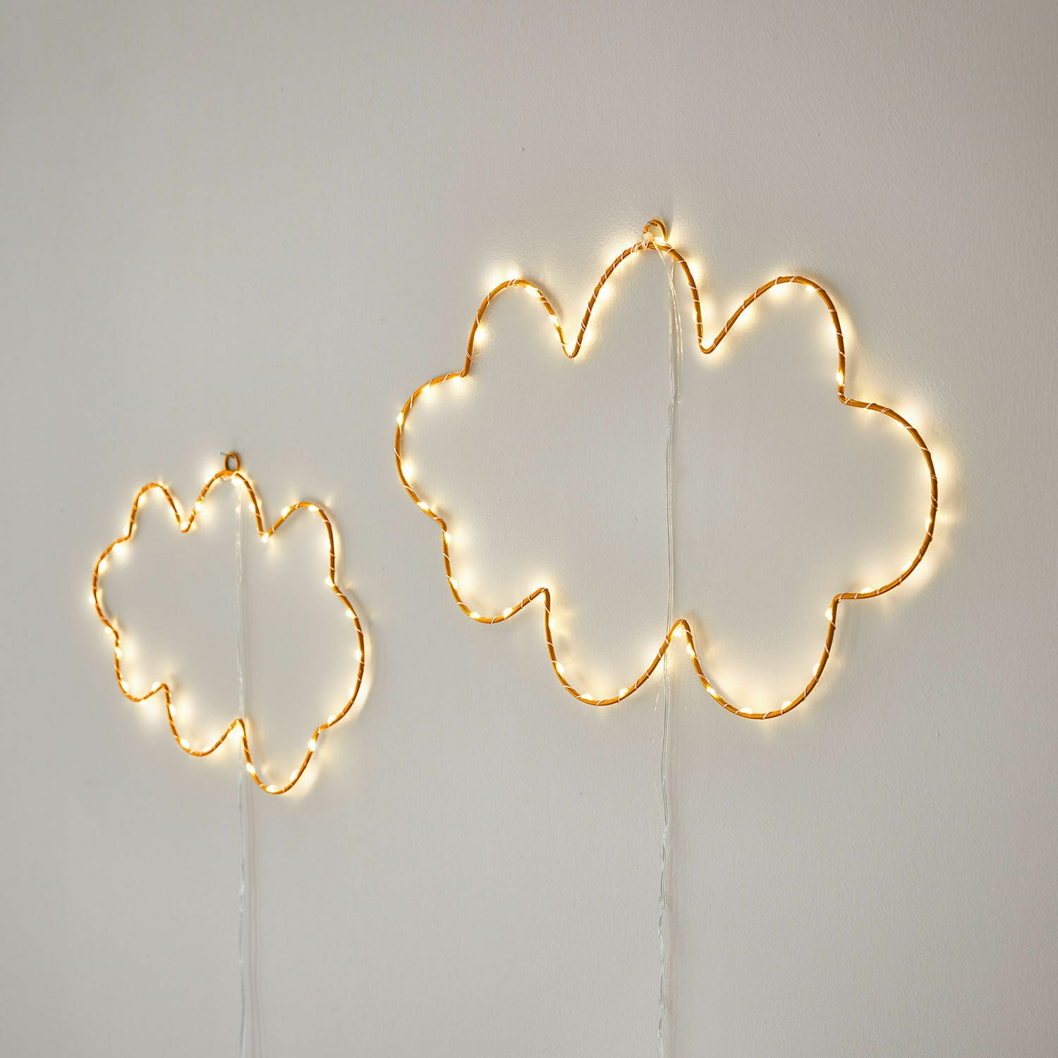 Decoratief lichtobject set van 2 Elenar LED-lichtsnoer in wolkvorm met warm wit licht, decoratieve wandverlichting voor binnen