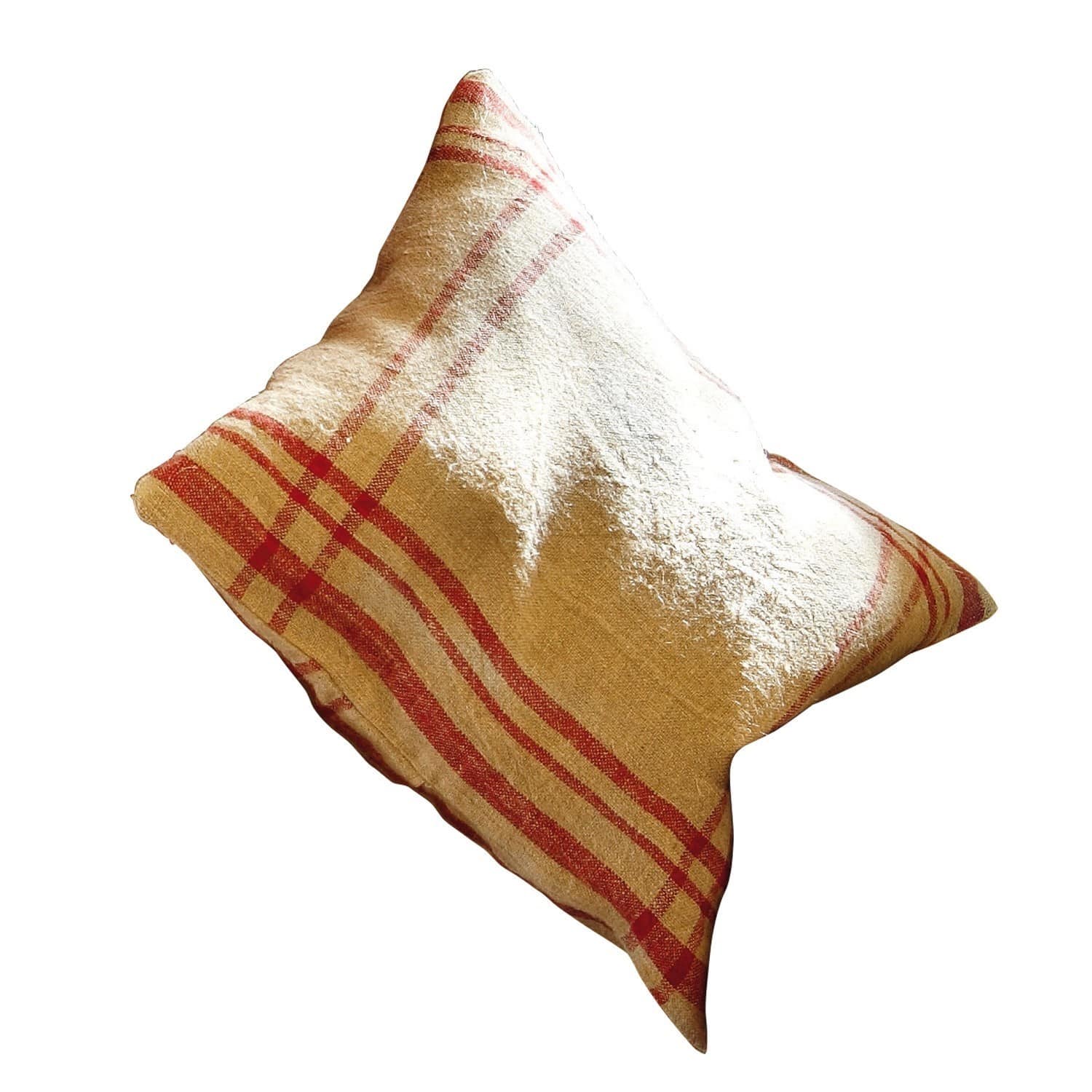 Kussenhoes Damian Beige sierkussen met rood ruitpatroon, zachte stof, stijlvolle woonaccessoire