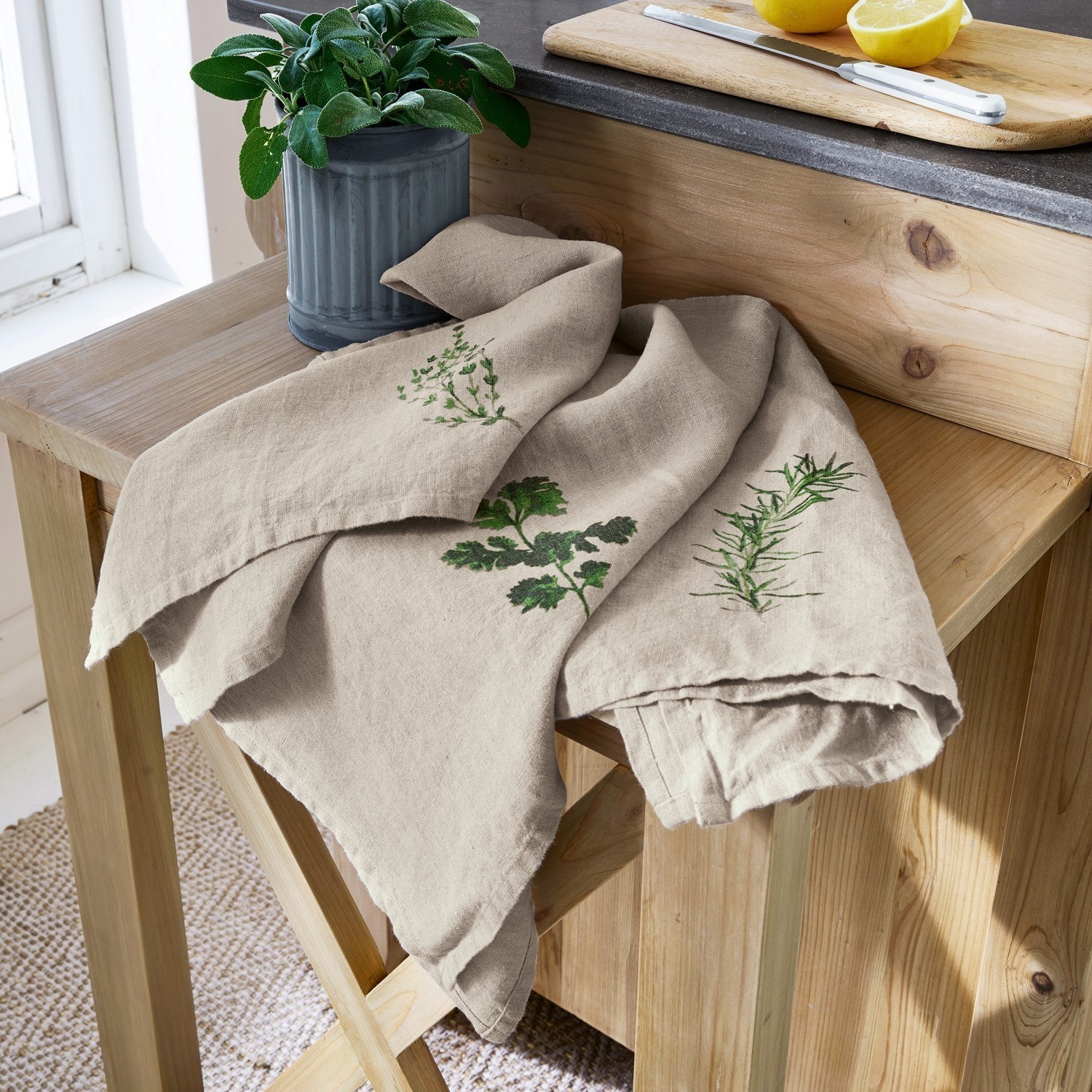 Theedoek set van 3 Herbal Gardens