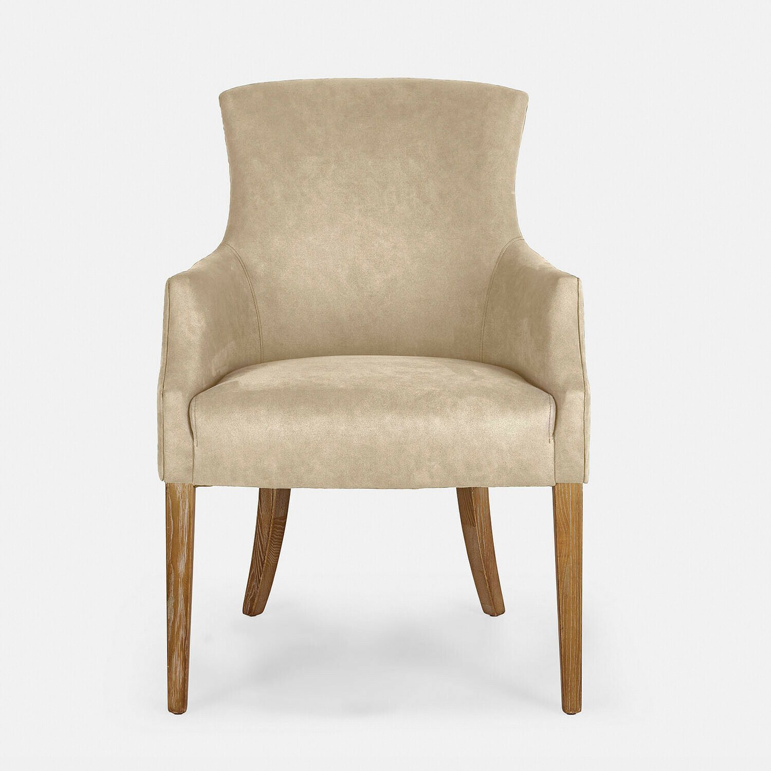 beige Beige Hallmere fauteuil van zacht materiaal met houten poten, comfortabele stoel voor woonkamer
