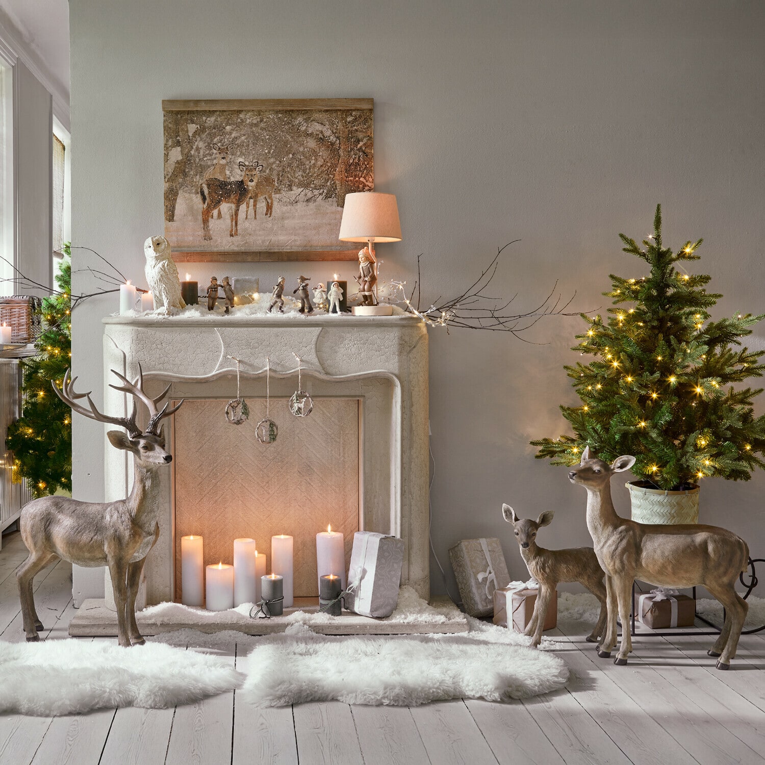 Hert met ree en reekalf Olsen