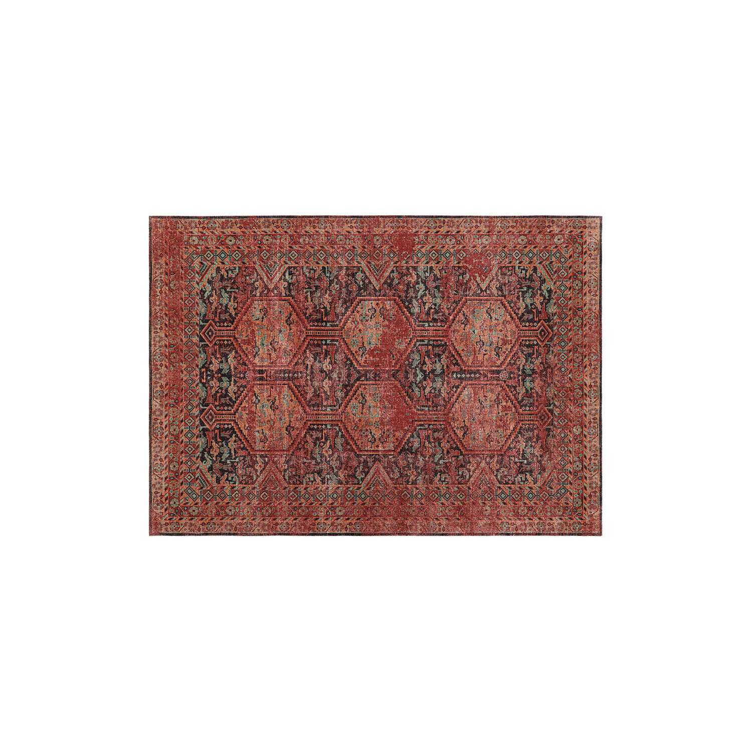 Vloerkleed Incantaro Oosterse vloerkleed in rood- en zwarttinten met decoratief patroon, stijlvolle woonaccessoire