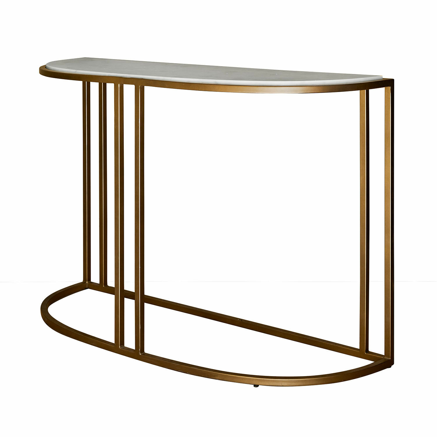 Wandtafel Soréline Consoletafel met wit marmeren blad en gouden metalen frame, elegante woonkamermeubel