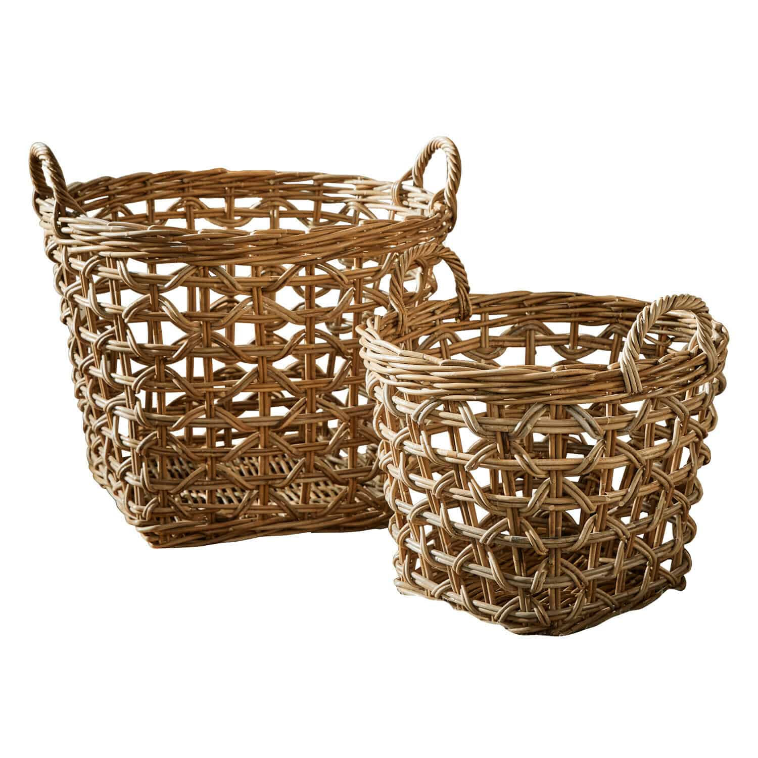 Mand set van 2 Qivoran Set van twee natuurlijke rieten manden voor opbergen en decoratie in huis