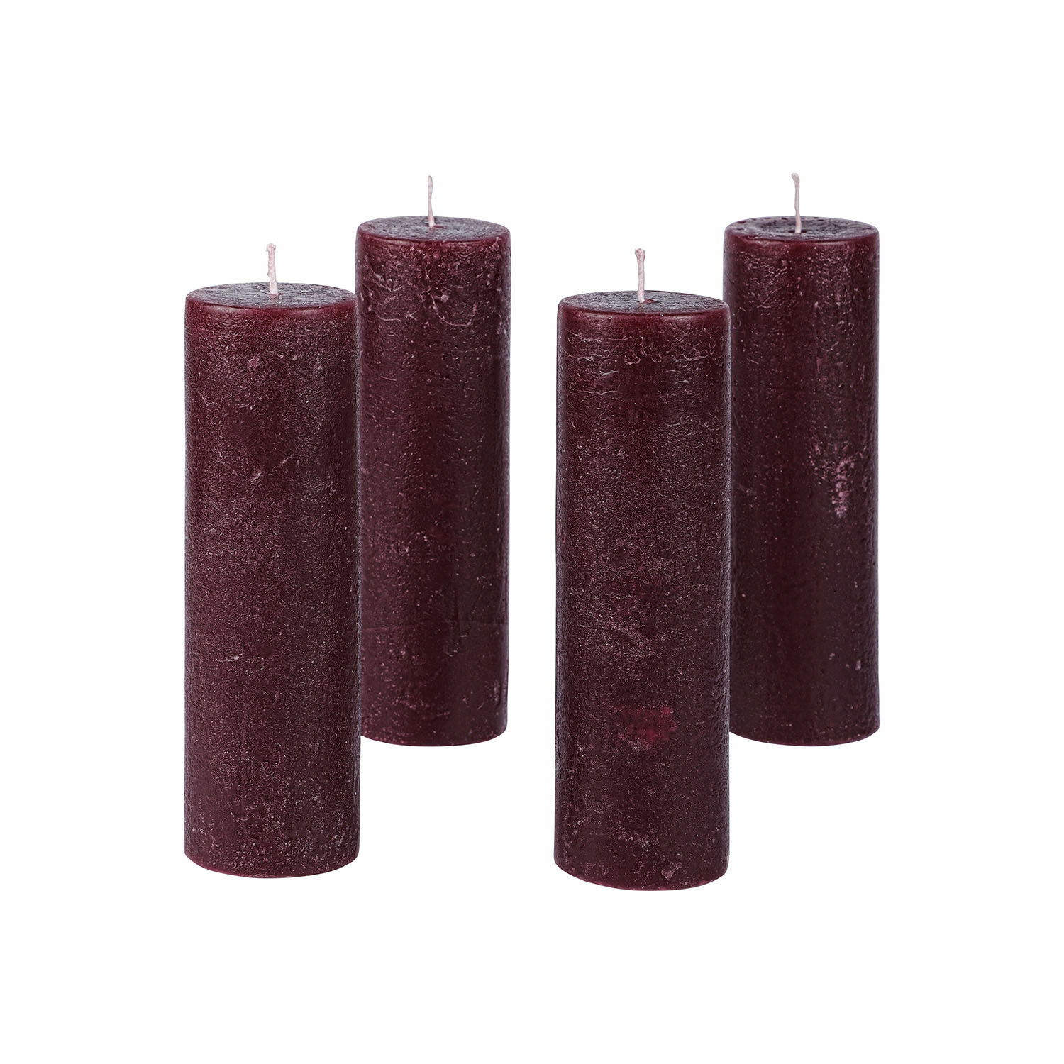 Set van 4 Muriel kaarsen in bordeaux, cilindrisch, decoratieve interieurkaarsen