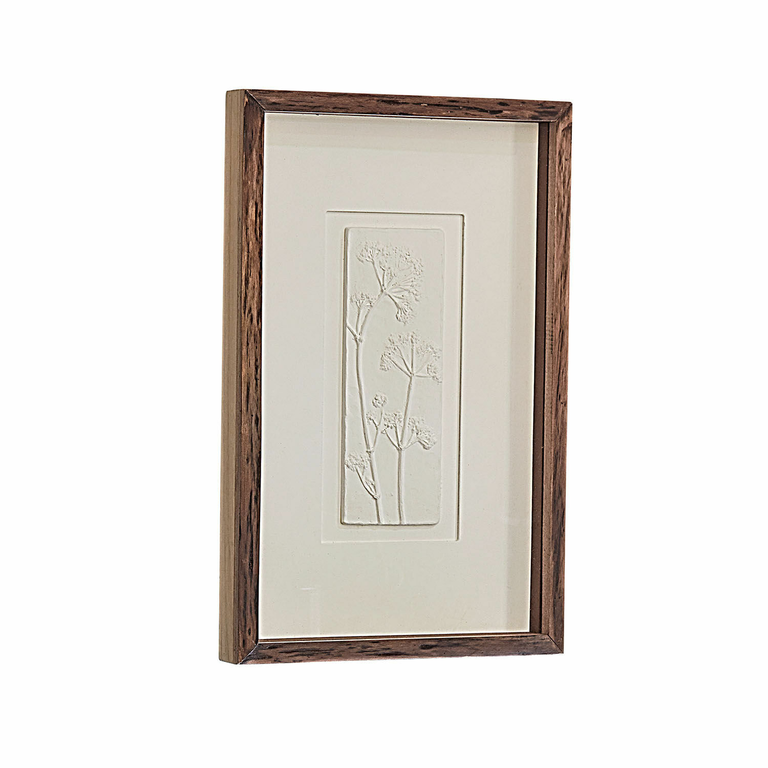 Schilderij Grelita Wanddecoratie met reliëf van planten in natuurlijke houten lijst voor muurdecoratie