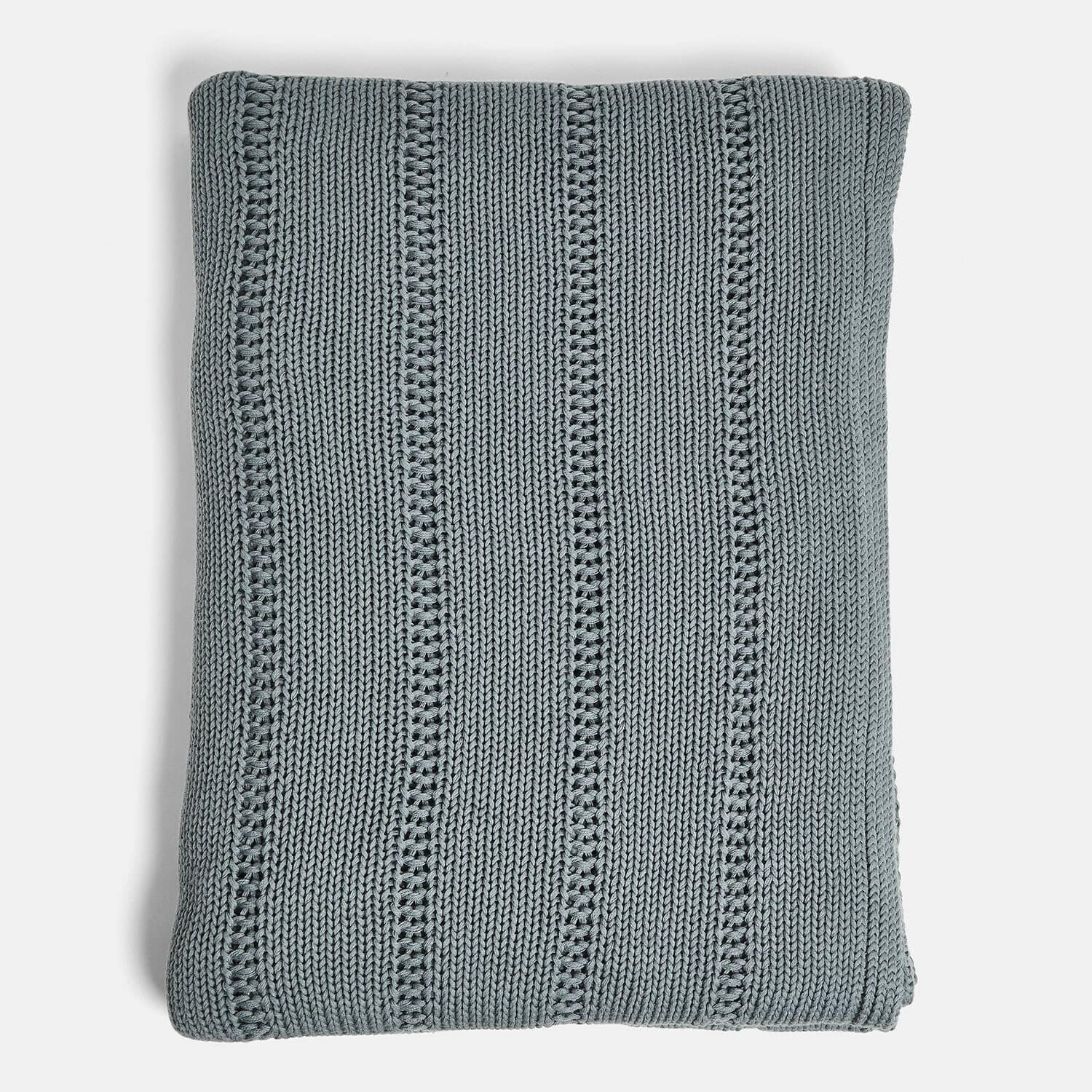 Plaid Lémeré Zachte lichtblauwe katoenen gebreide deken met decoratief patroon, ideaal voor woonkamer en slaapkamer