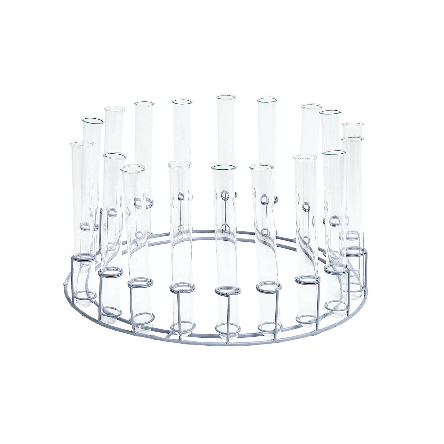 Krans met vaasjes Romévine Ronde metalen houder met transparante glazen buisjes voor decoratie of bloemen
