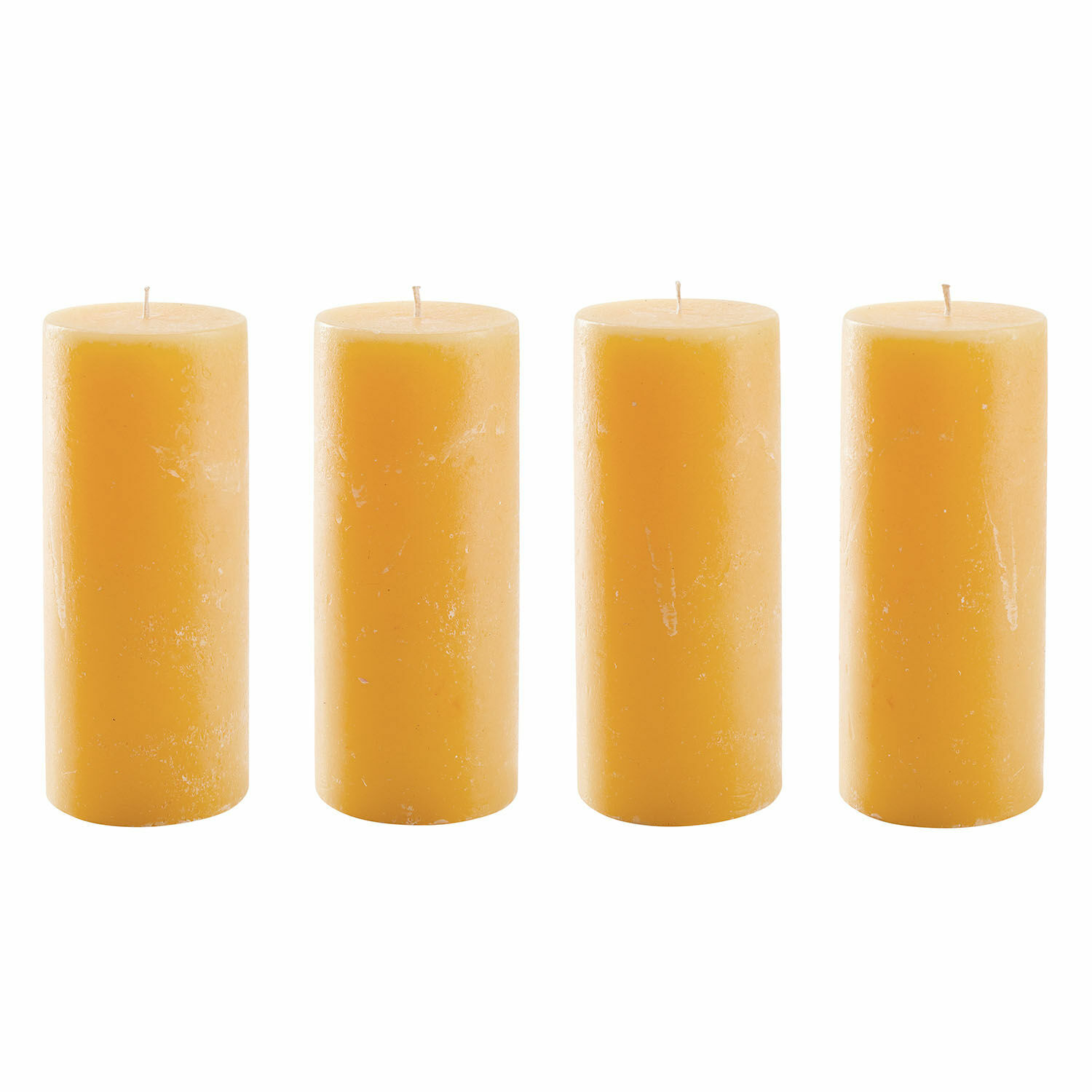 geel Set van 4 gele kaarsen van was, interieurdecoratie, sfeervolle decoratiekaarsen