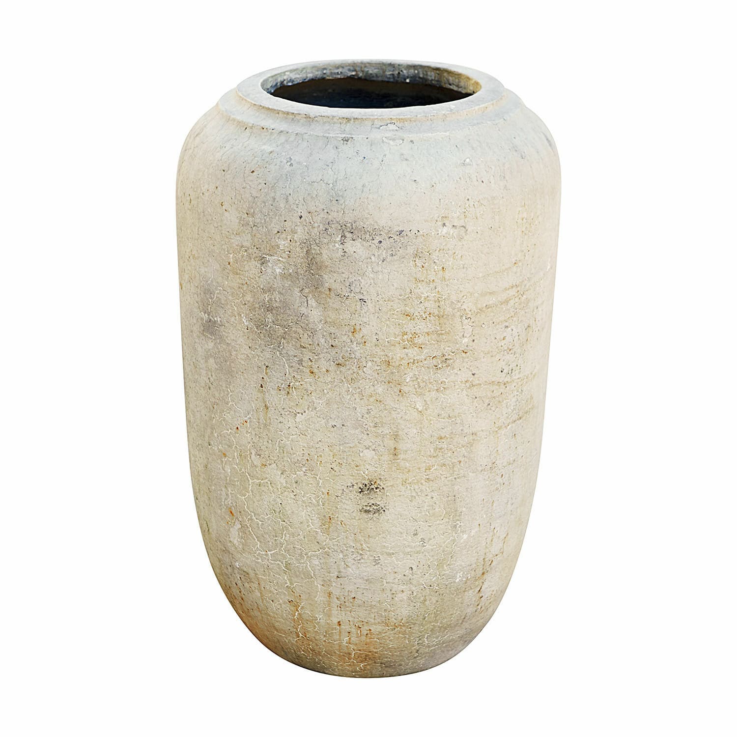 Vloervaas Xerette Grote beige keramische vaas met verouderd oppervlak voor natuurlijke interieurdecoratie