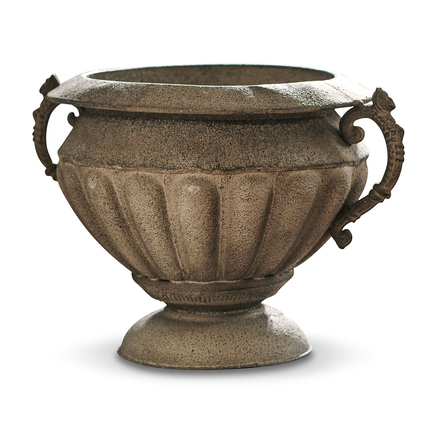 Amfoor Acheville Decoratieve bloempot van grijs beton met handvatten, ideaal voor tuin en decoratie