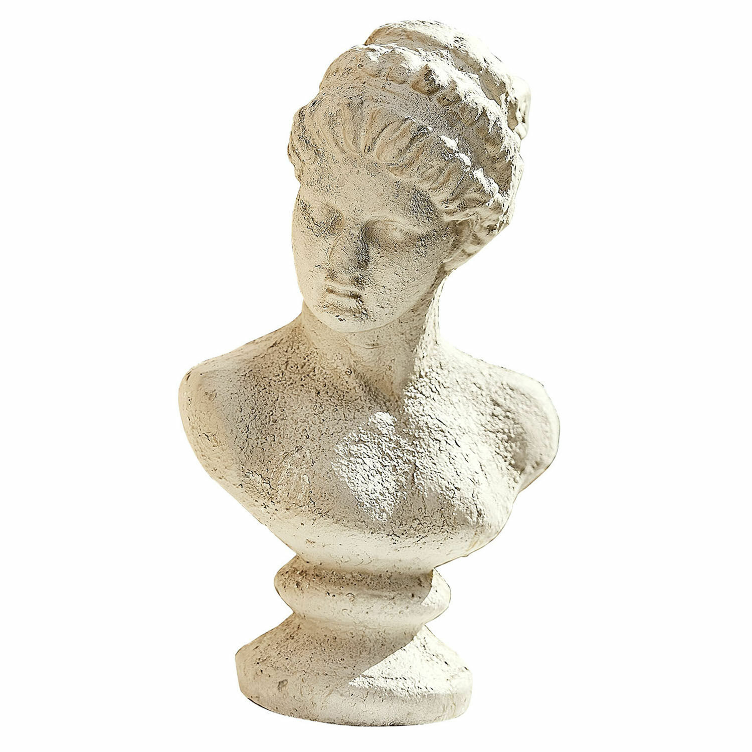 Buste Yverine Witte gipsen buste van vrouw met klassieke opgestoken haarstijl, vintage interieurdecoratie