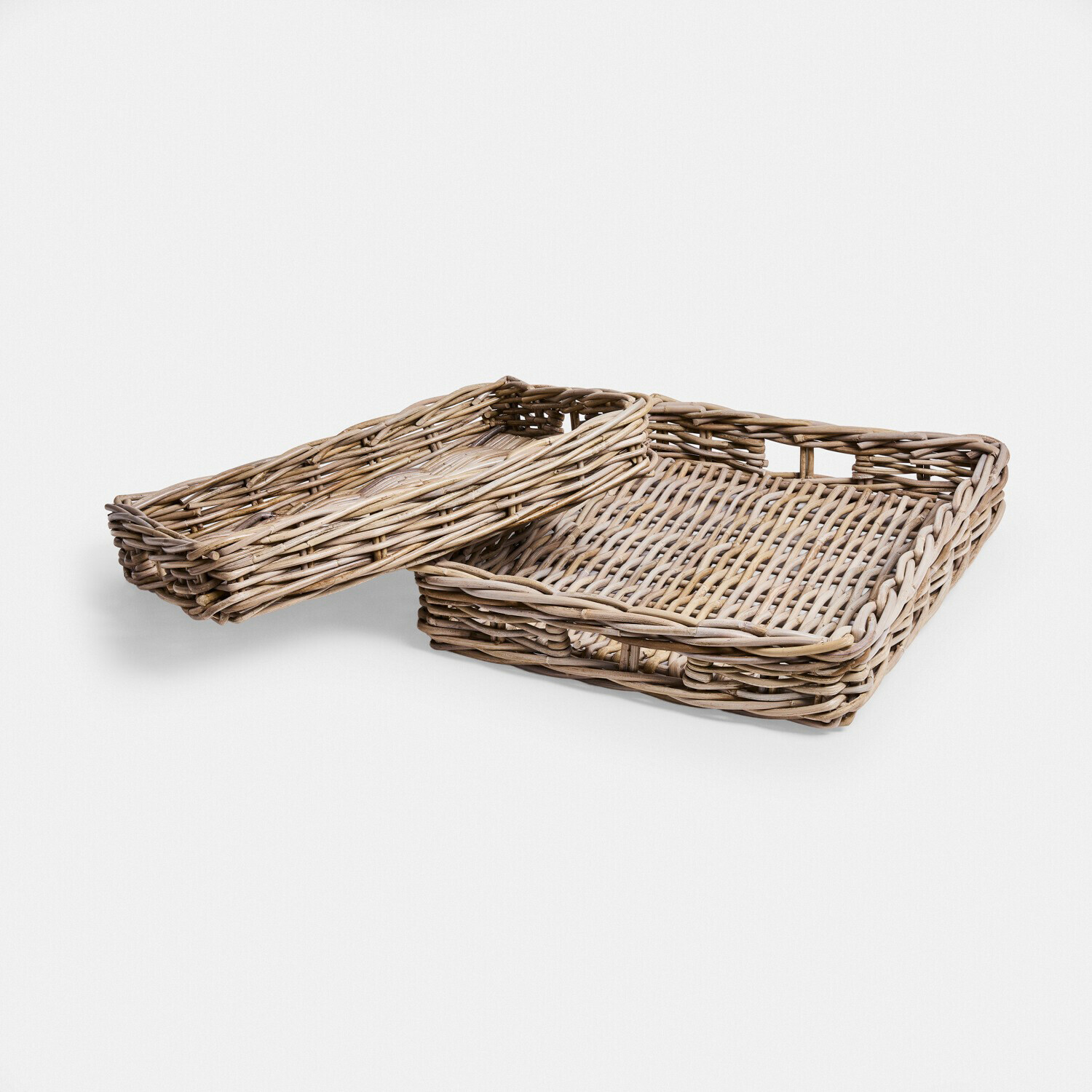 Dienblad set van 2 Elvendia Set van twee rechthoekige manden van natuurlijk riet voor opbergen en decoratie