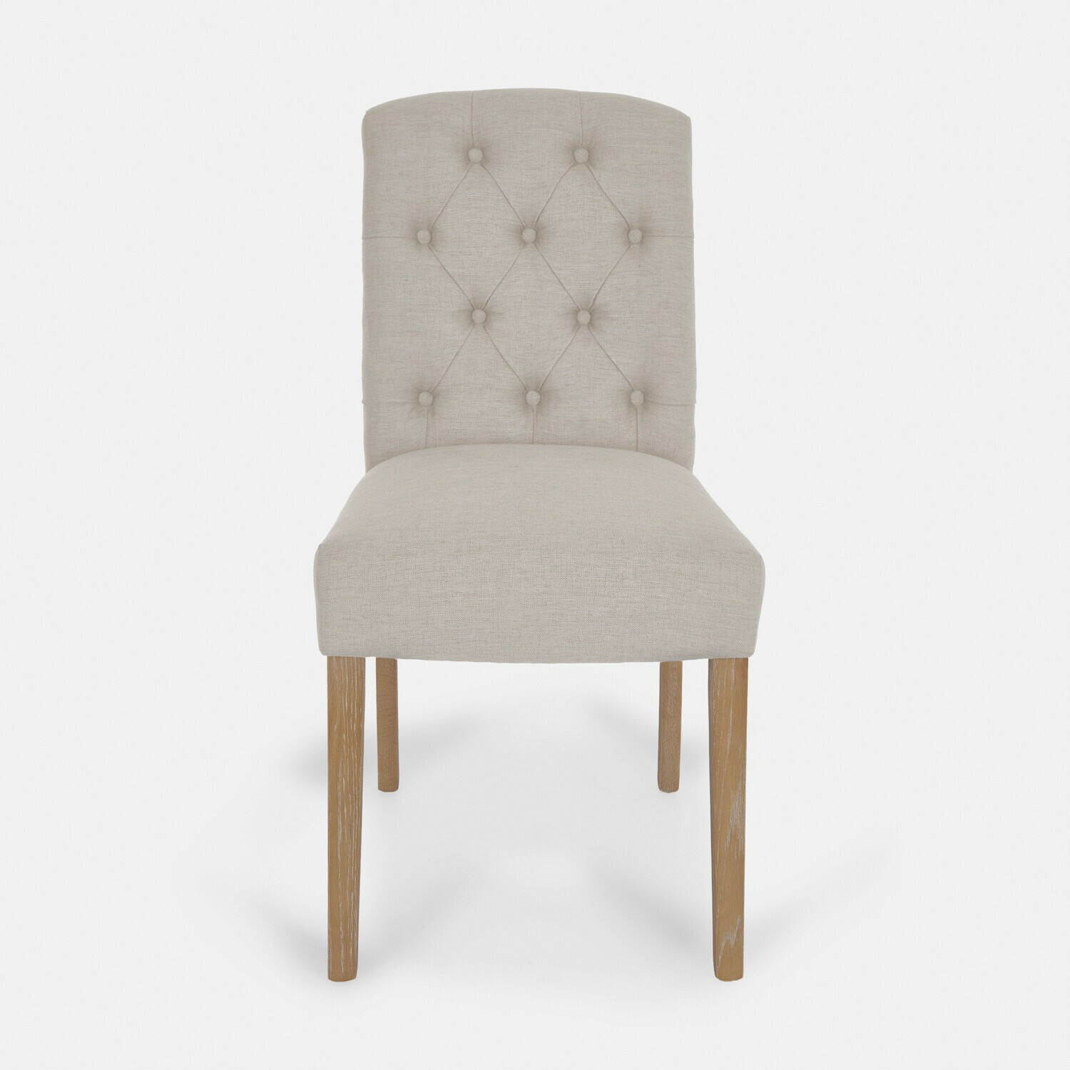 linnen Elegante Fulden stoel van beige linnen met houten poten voor eetkamer