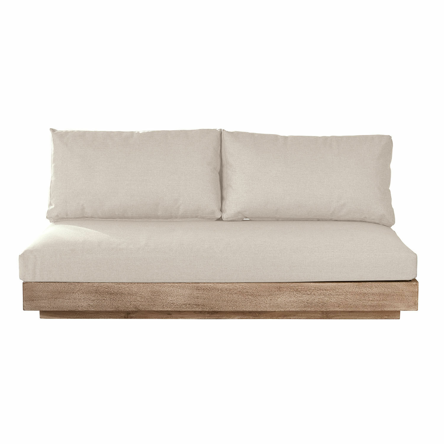 Sofa-element Courtelevant met crèmekleurige stof en bruine houten basis voor woonkamer