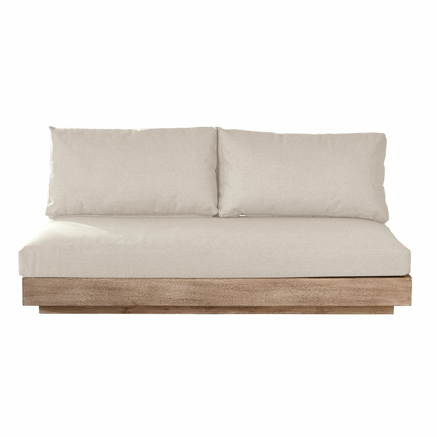 crème/bruin Sofa-element Courtelevant met crèmekleurige stof en bruine houten basis voor woonkamer