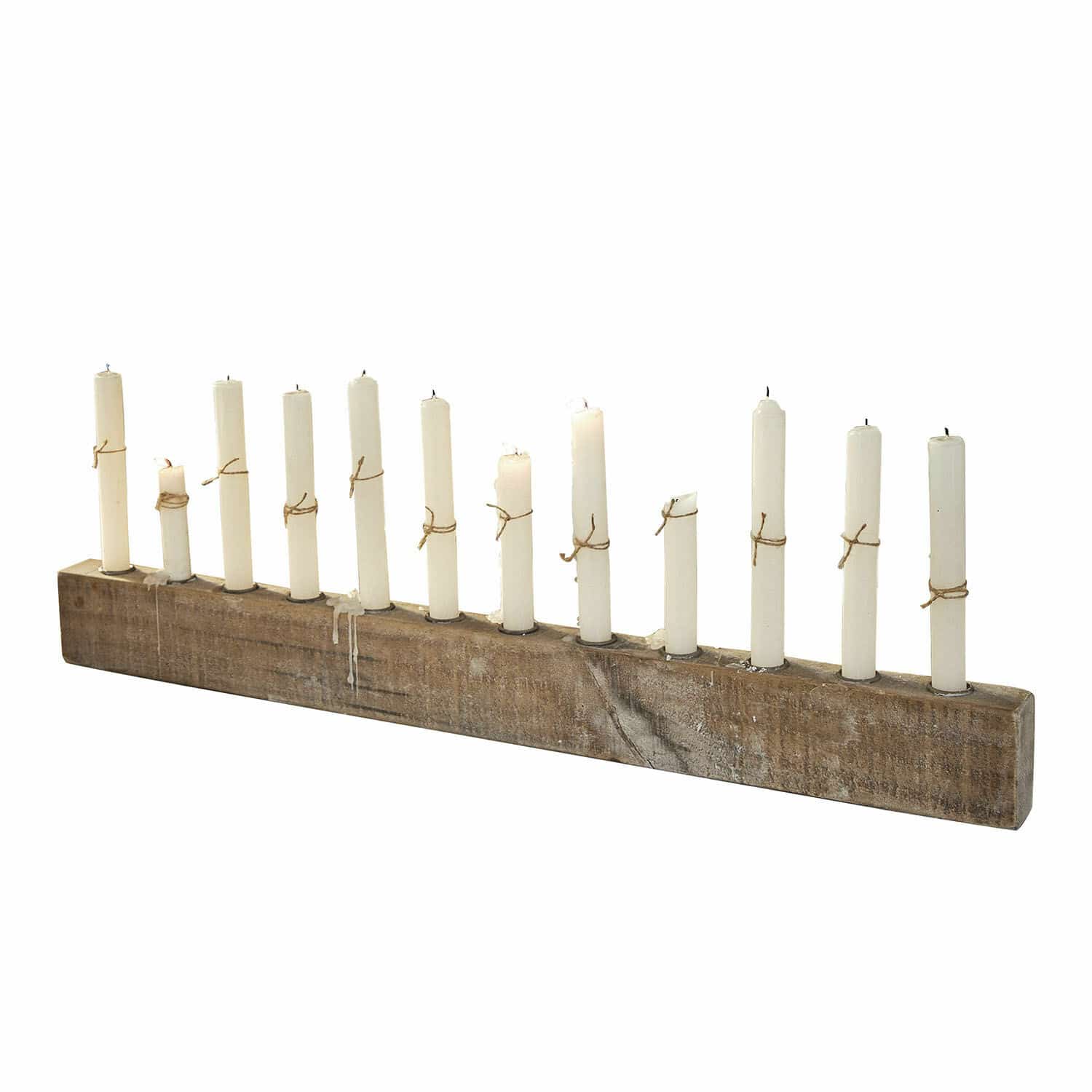 Kaarsenhouder Nicky Rustieke houten kandelaar met 13 witte kaarsen, decoratief woonaccessoire