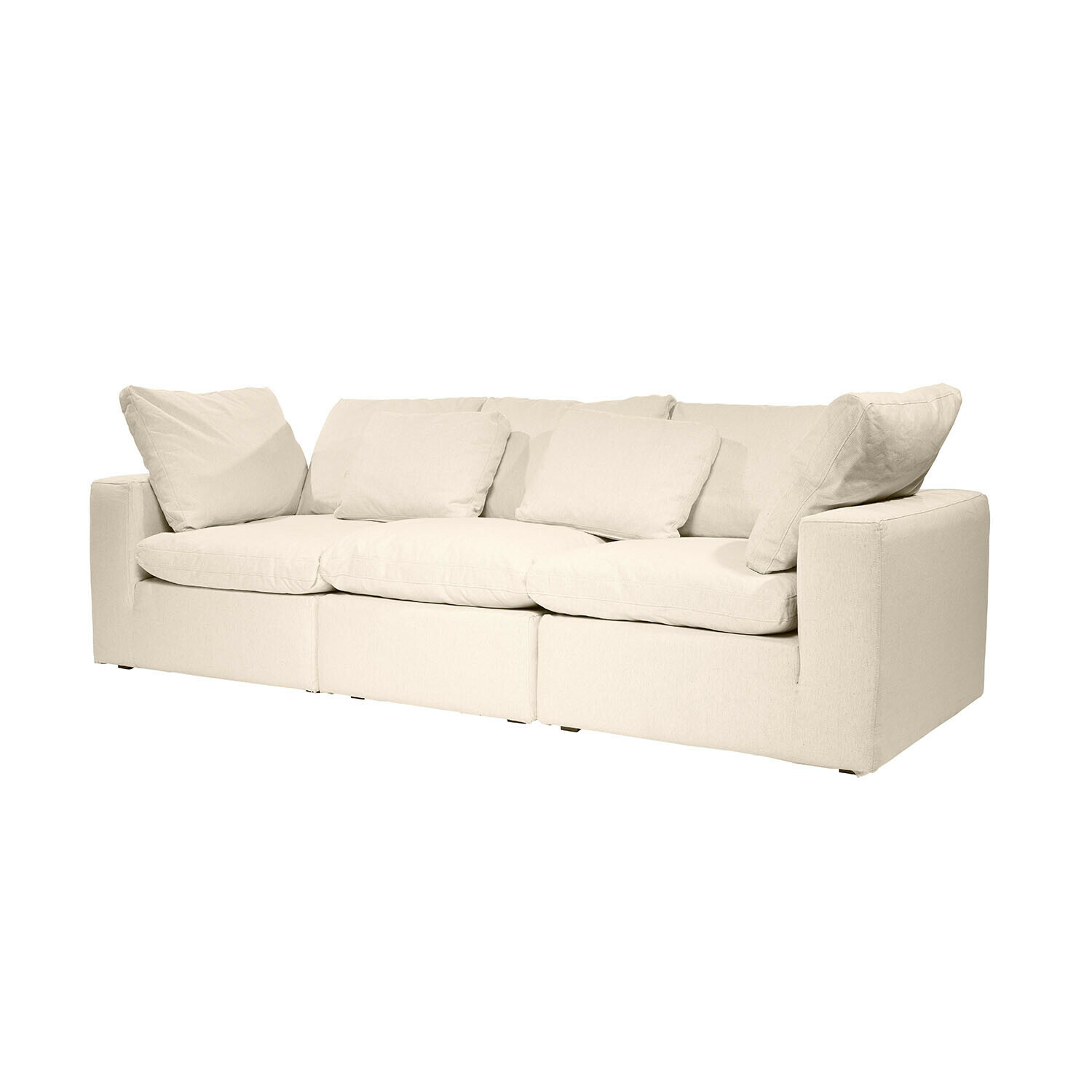 Bank Queensbridge Beige stoffen bank met zachte kussens, modern zitmeubel voor comfortabele woonkamer