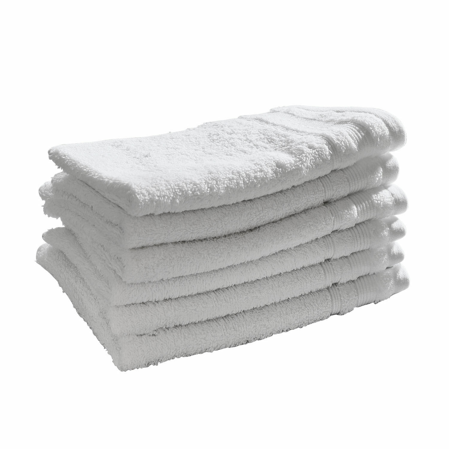 wit Set van 6 witte gastendoeken van zachte katoen, perfect voor badkamer en gasten