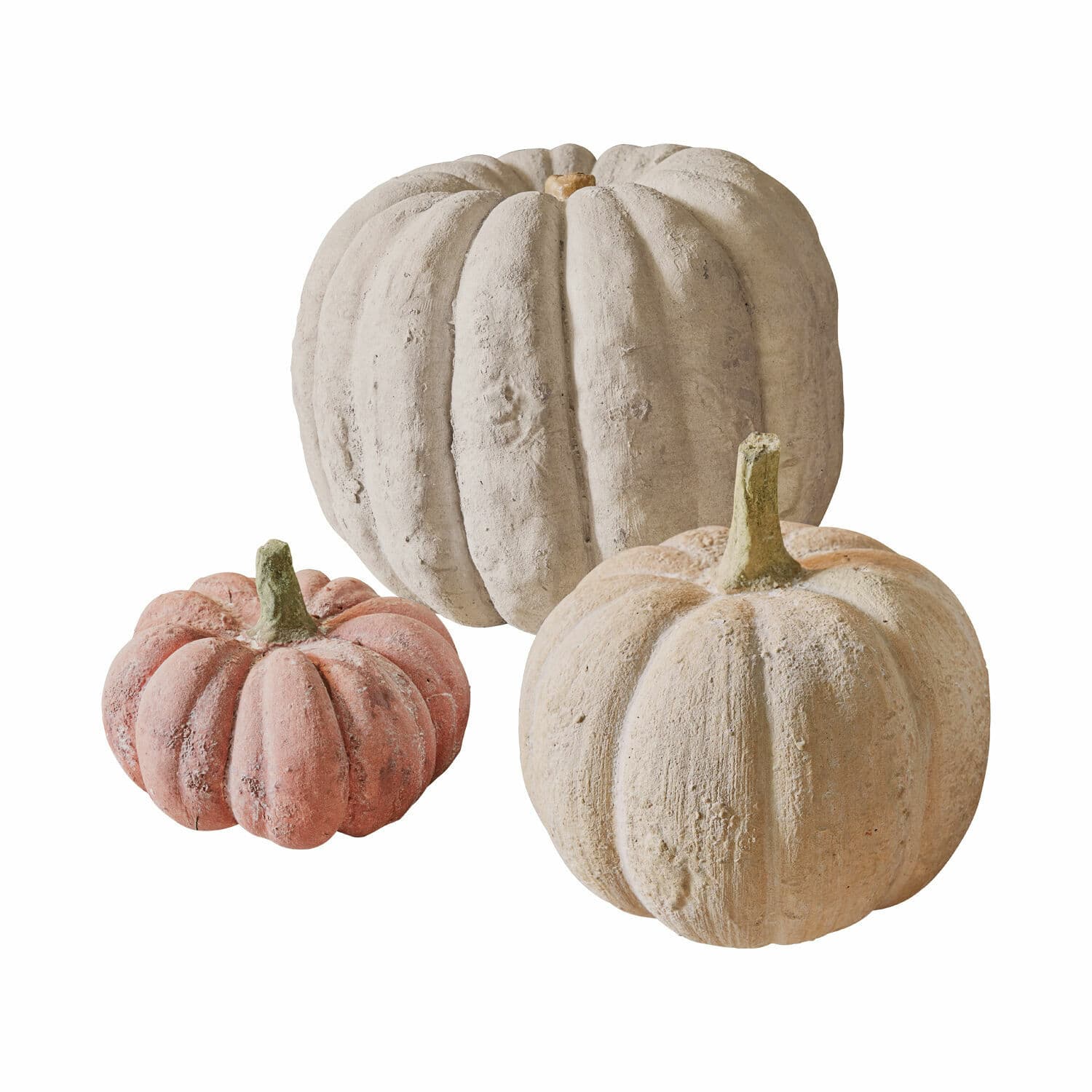 Pompoen set van 3 Pumpkin Decoratieve betonnen pompoenen in natuurlijke beige en roze tinten voor herfstdecoratie