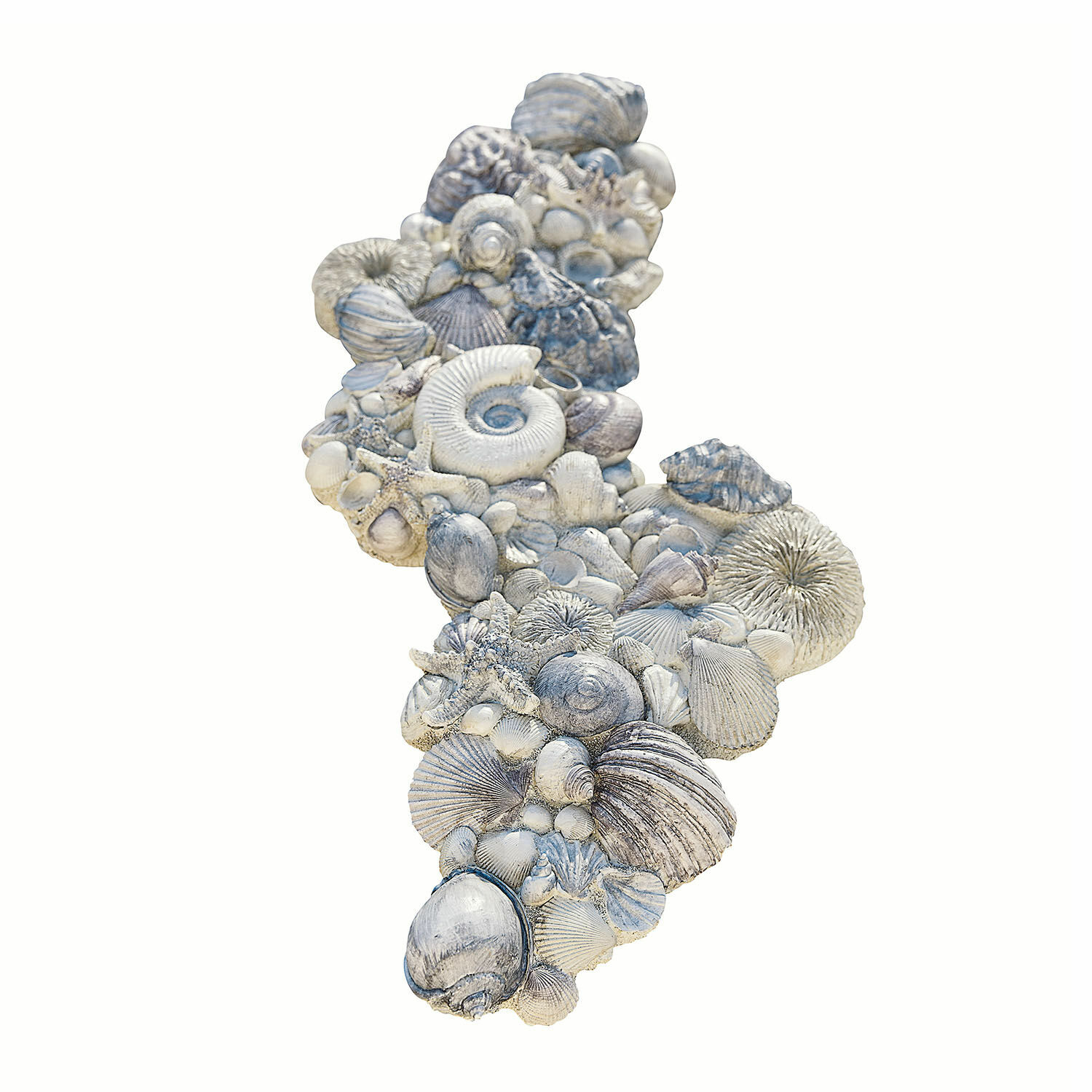 Sierobject van schelpen Potnarvin Wanddecoratie van witte en grijze schelpen en zeesterren, maritieme woonaccessoire