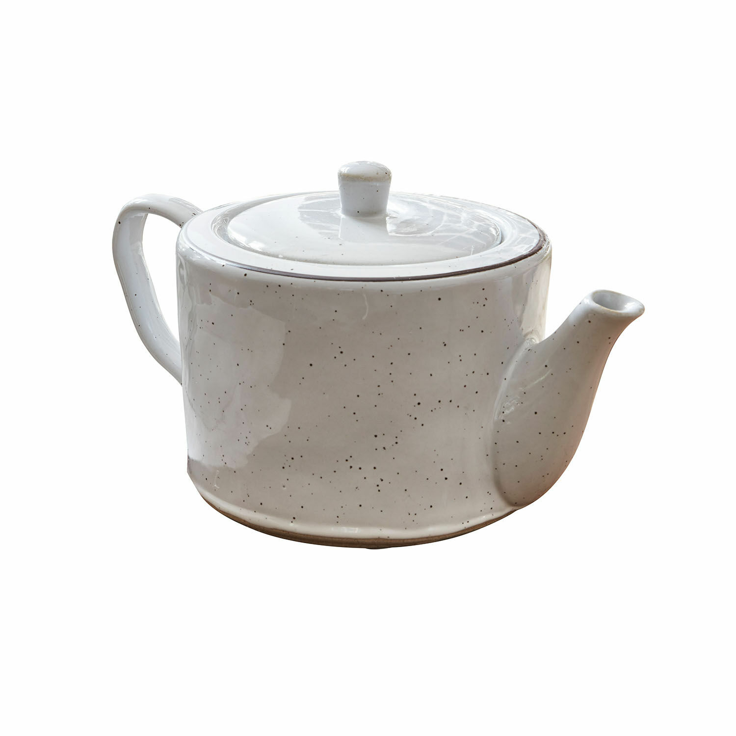 Theepot Biarré Witte keramische theepot met deksel en zwarte vlekken, klassiek ontwerp voor thee