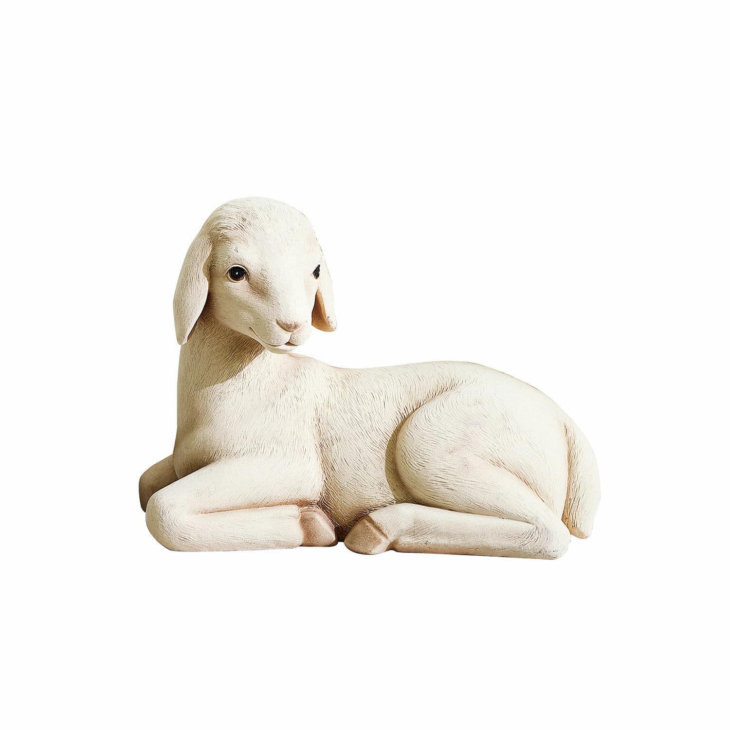 Decoratief lammetje Xénandrine Witte liggende lammetjesfiguur van kunststof, decoratie voor binnen en buiten