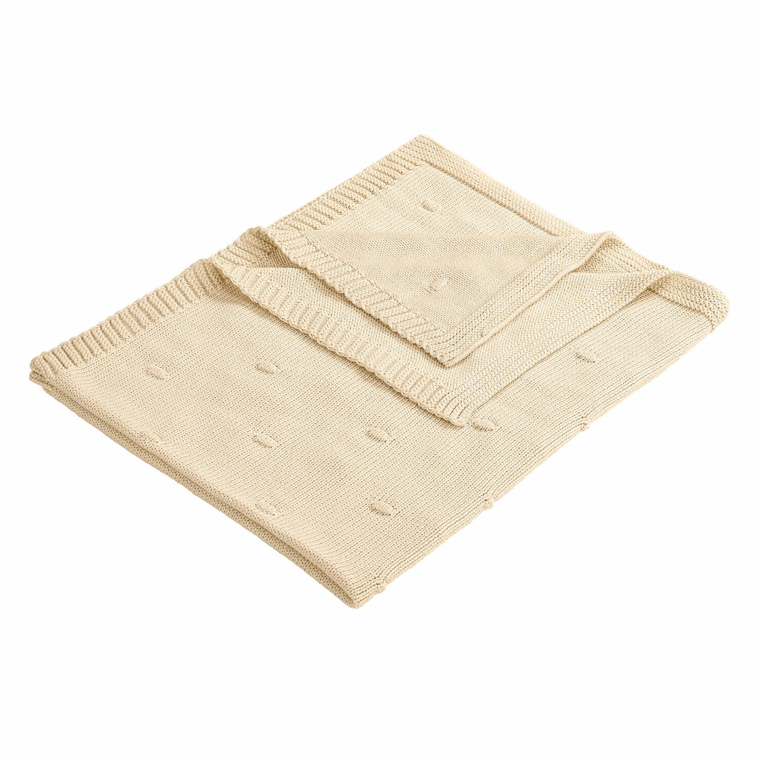 Plaid Samiya Beige gebreide katoenen deken met subtiel patroon, perfect voor een gezellige sfeer