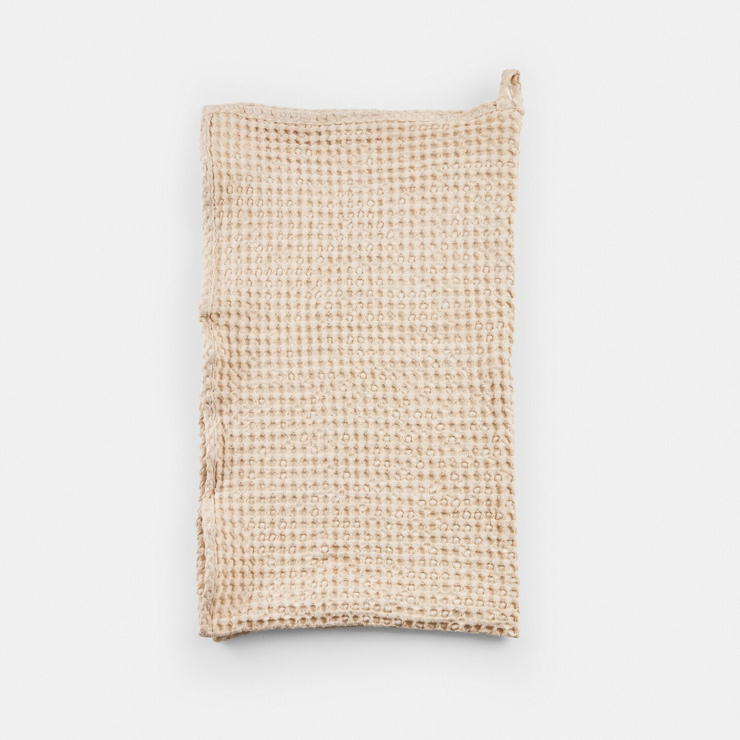 Handdoek Maralei Beige katoenen theedoek met wafelstructuur, praktisch keukentextiel voor dagelijks gebruik