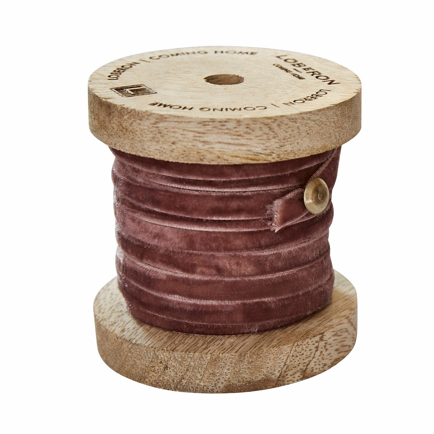 Fluwelen lint Olessa Bruine fluwelen lint op houten spoel voor decoratie en knutselen
