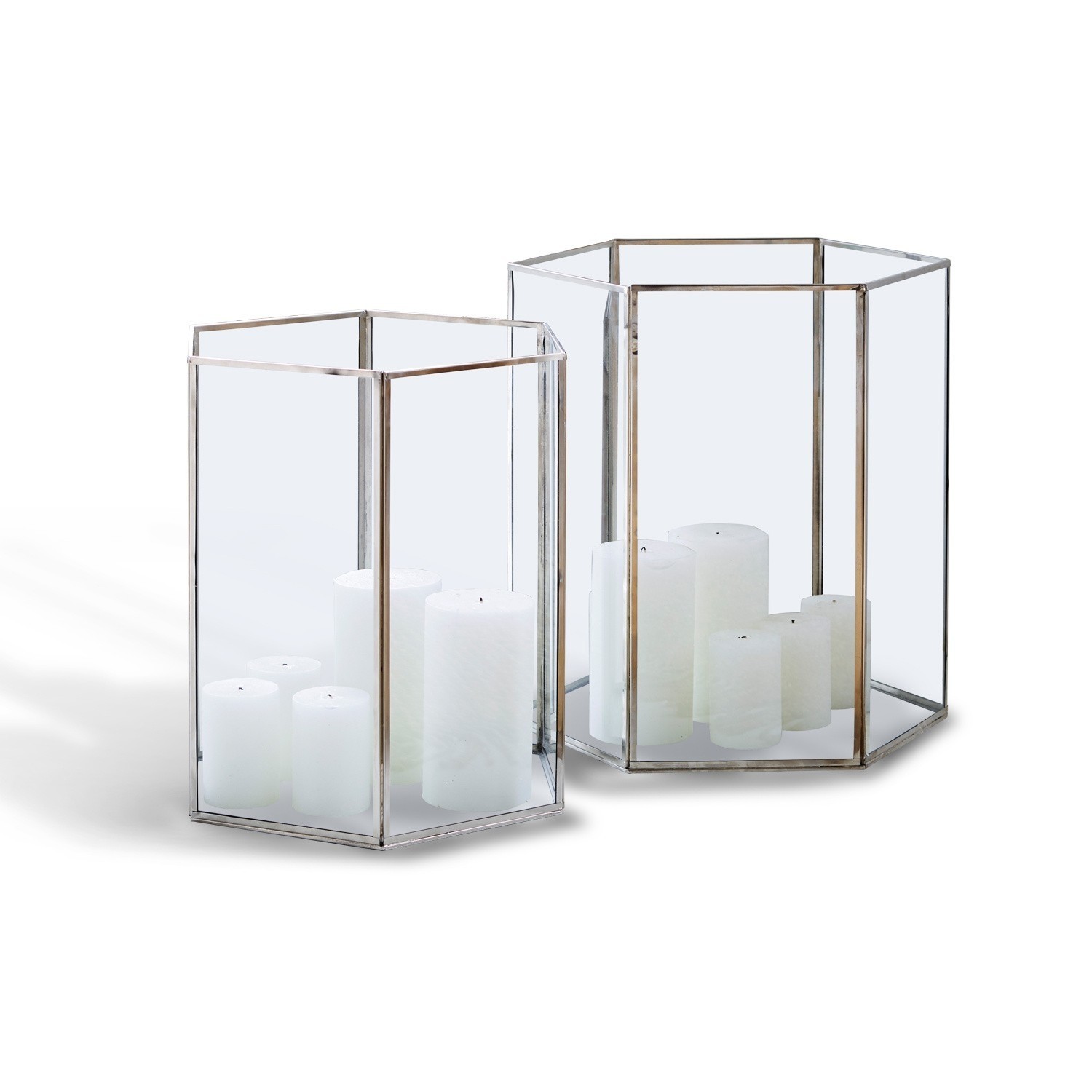 Windlicht set van 2 Hexagon