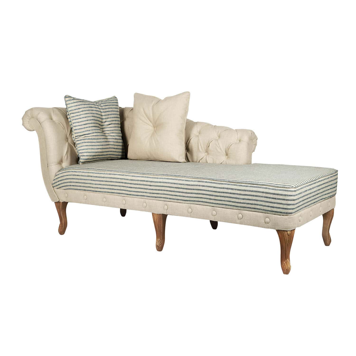 Chaise longue Viviani Elegante chaise longue met beige stof en houten poten, geschikt voor woonkamer en ontspanning