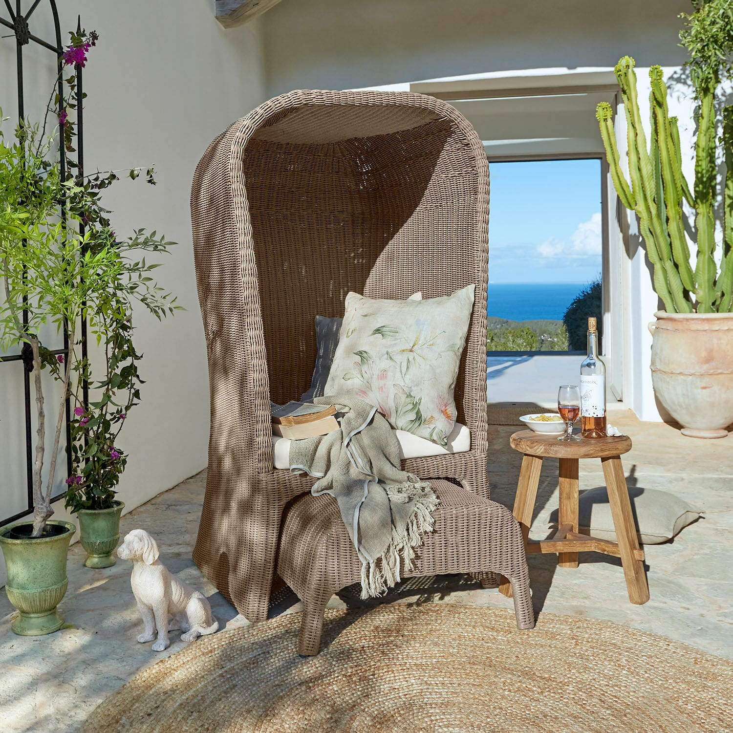 Strandkorf met poef Sanivane