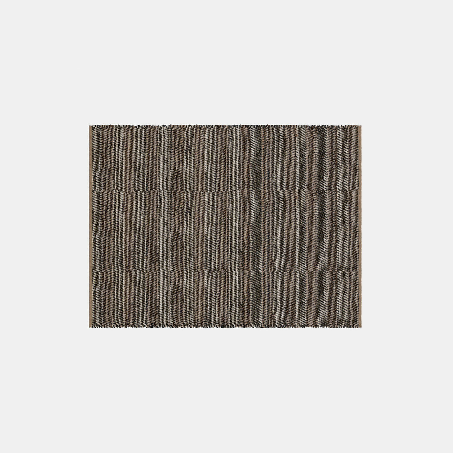 Vloerkleed Myråsen Bruin-zwarte jute vloerkleed met geometrisch patroon, natuurlijk materiaal voor vloerdecoratie